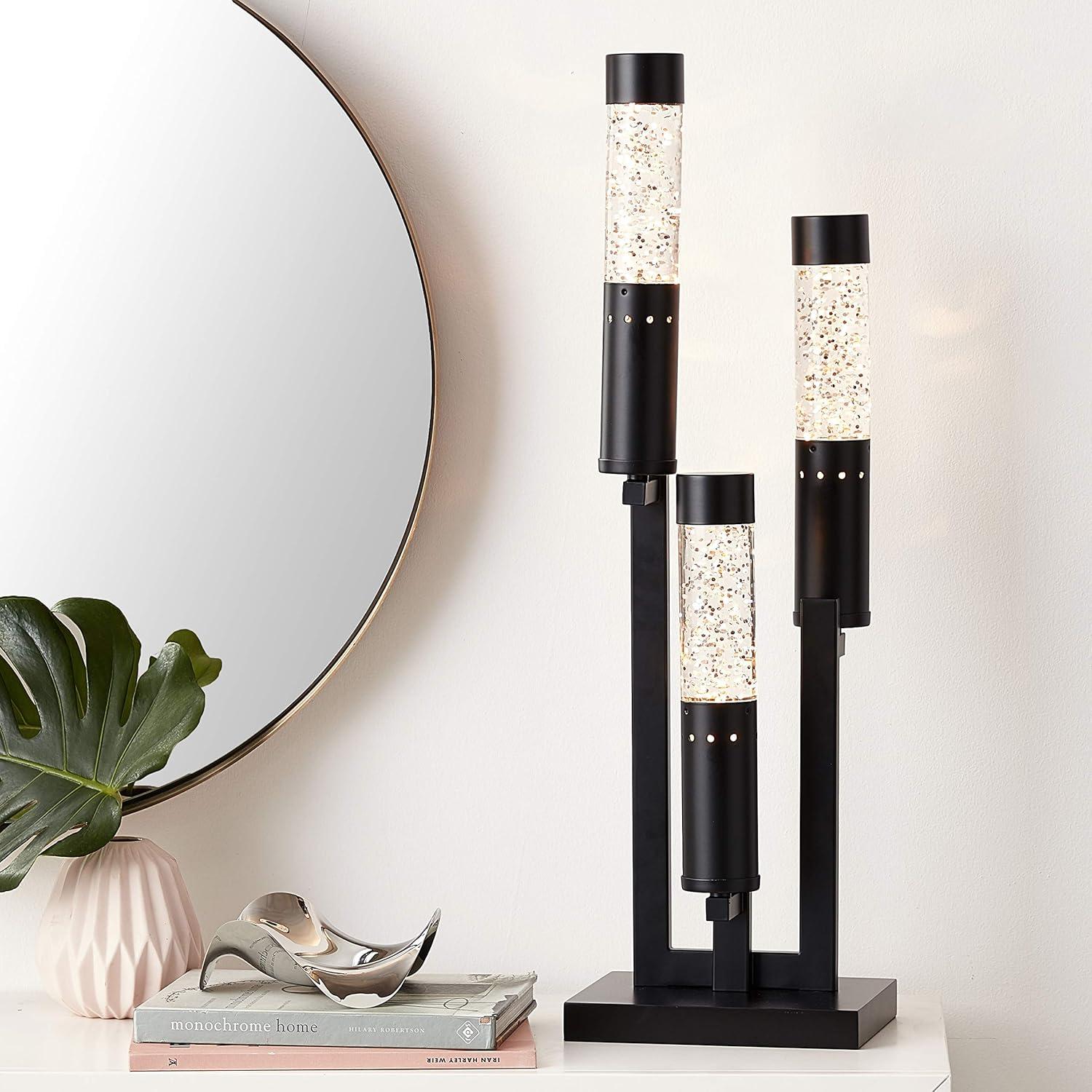 Eleena Black Metal and Glass Water-Drop Table Lamp