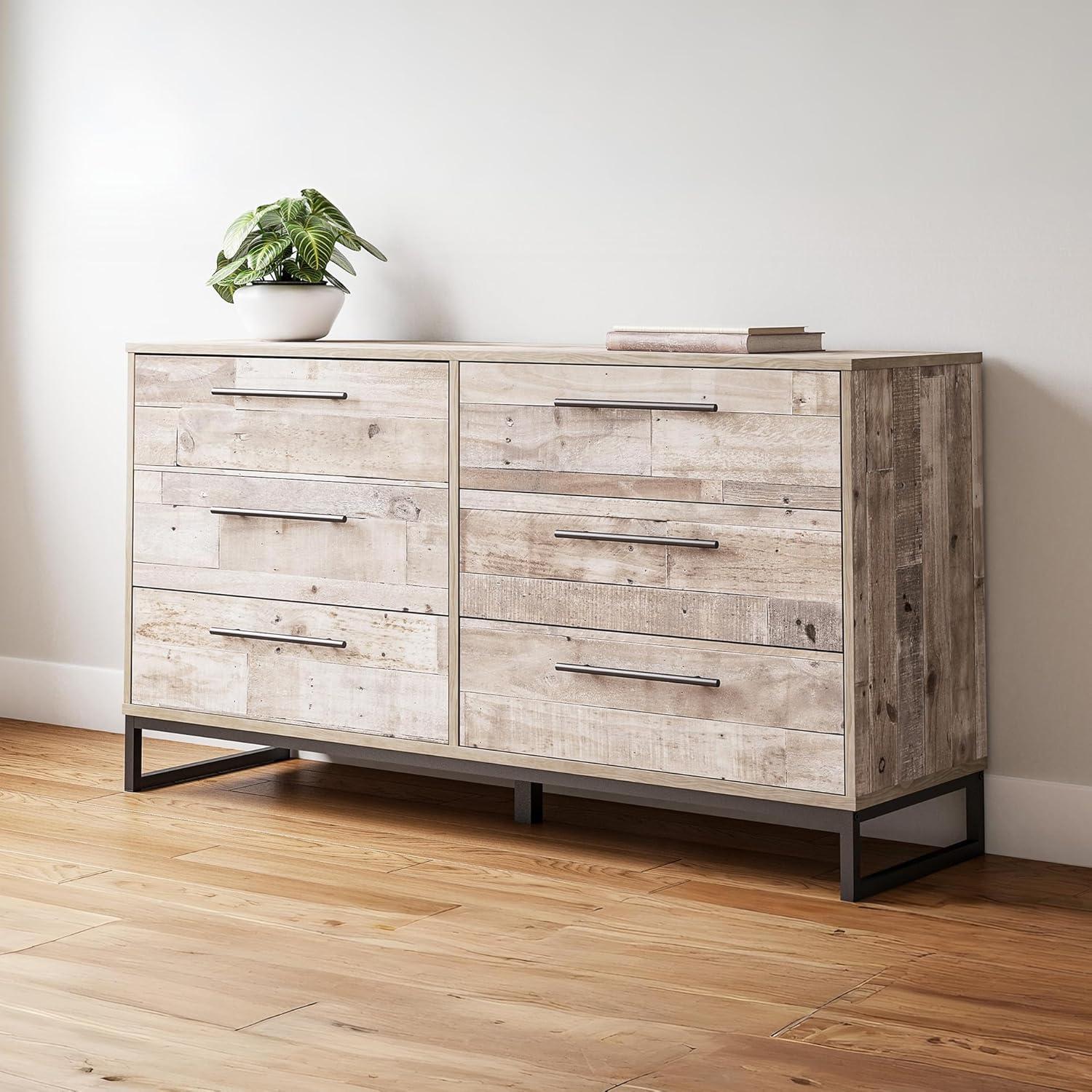 Signature Design by Ashley Casual Neilsville 6 Drawer Dresser, Whitewash