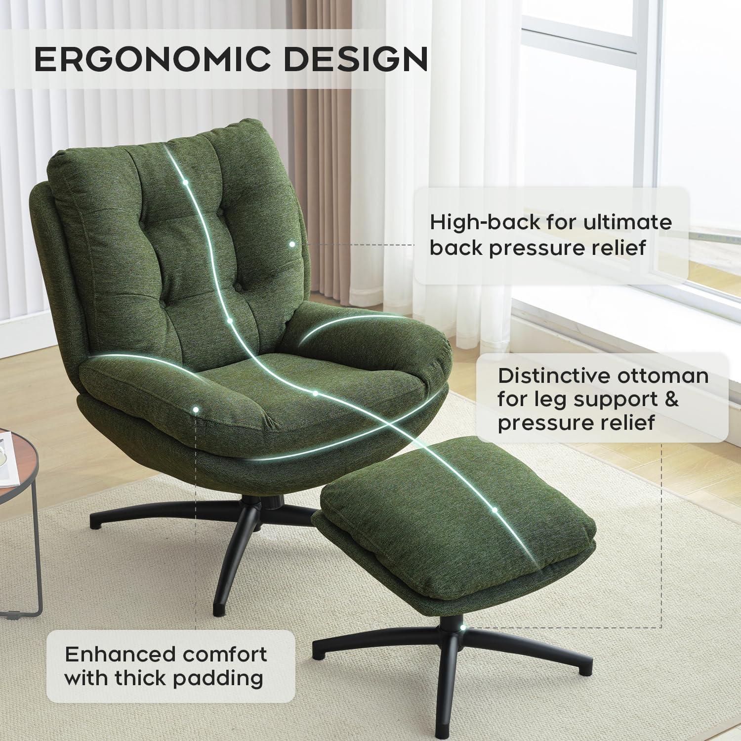 Othniel Green Swivel Accent Chair with Ottoman Rocker Glider Chairs Ottoman Footrest Set