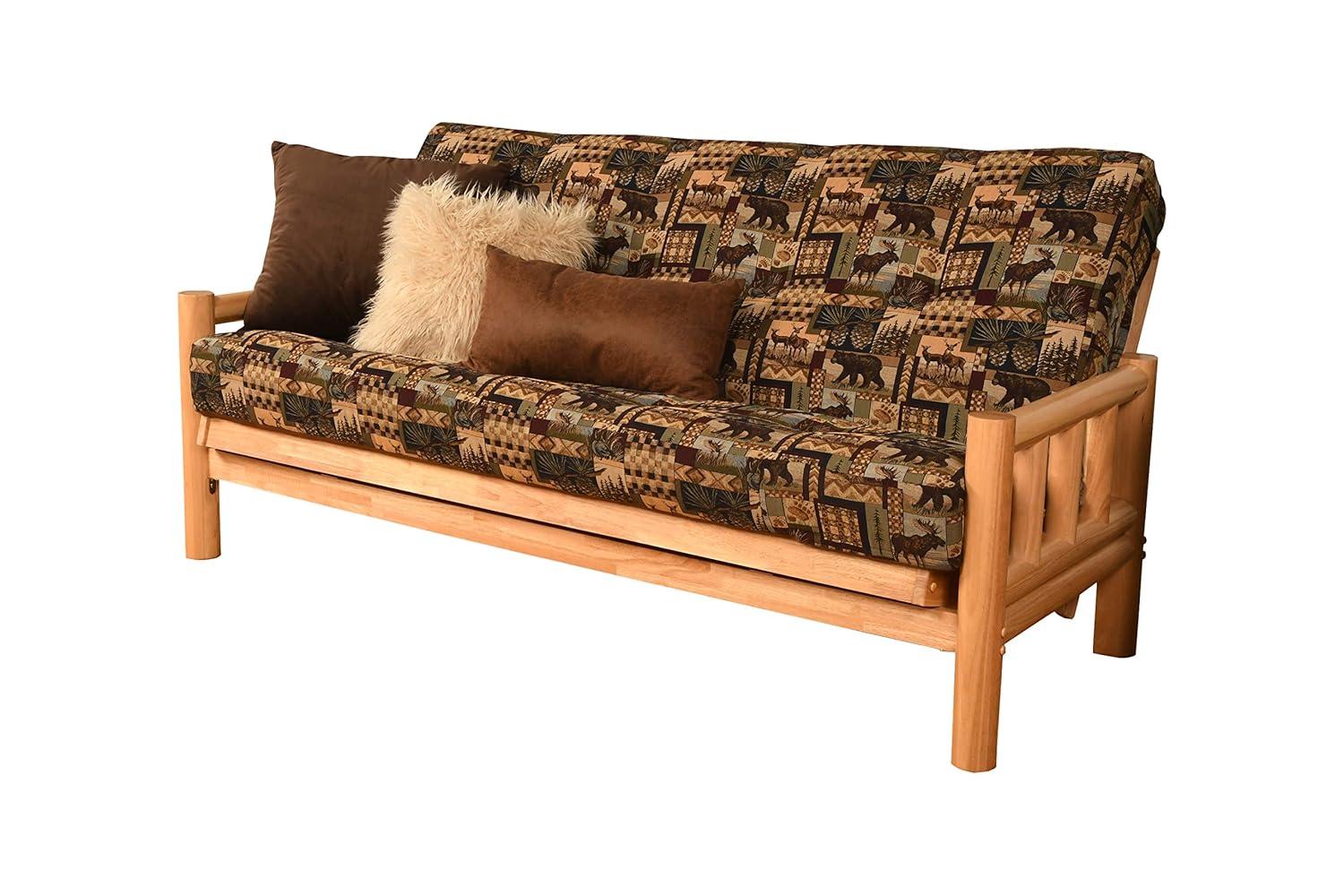 Kodiak Furniture Lodge Natural Futon with Multi-Color Fabric Mattress