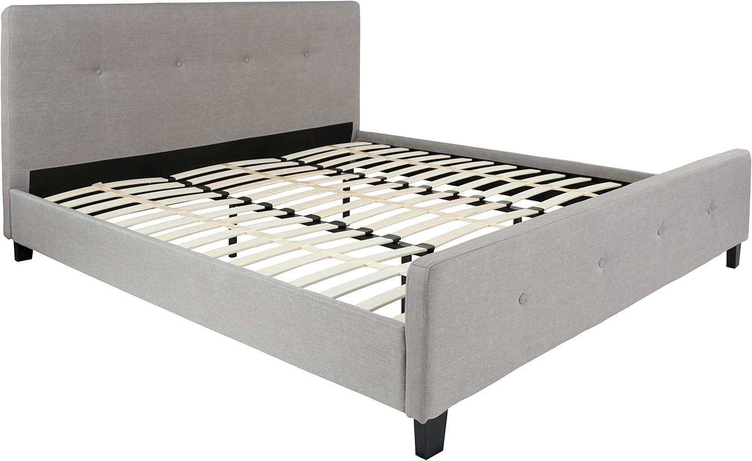 Flash Furniture Tribeca King Size Tufted Upholstered Platform Bed in Light Gray Fabric