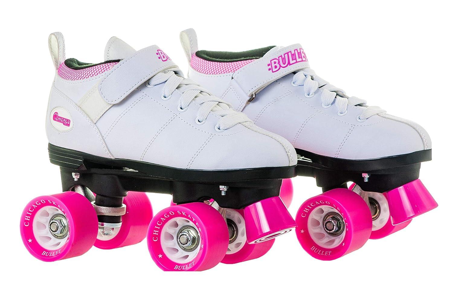 Chicago Ladies Bullet Speed Skates White Classic Quad Roller Skate, Size 9