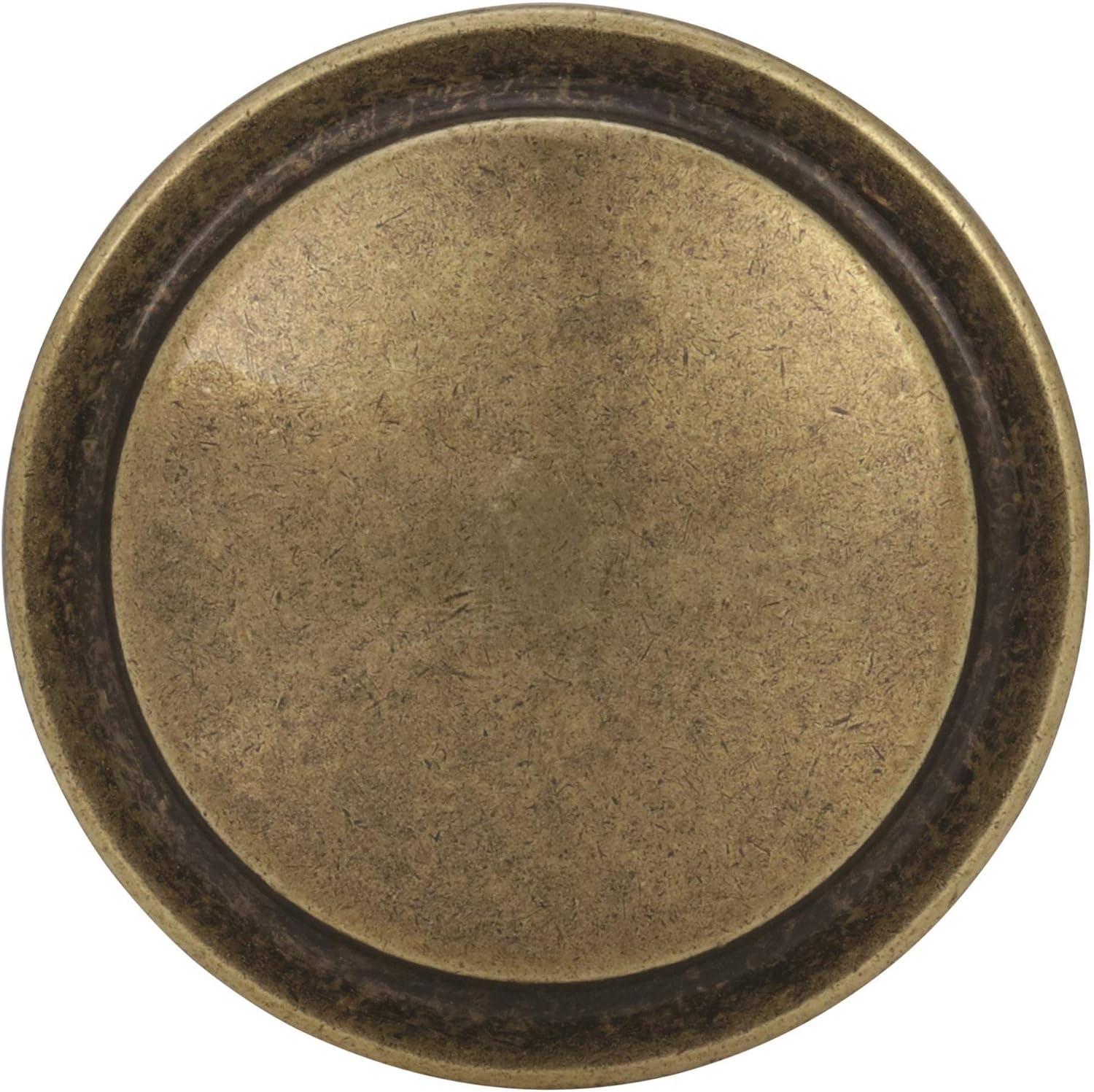 Burnished Brass Round Cabinet Knob with Mounting Hardware