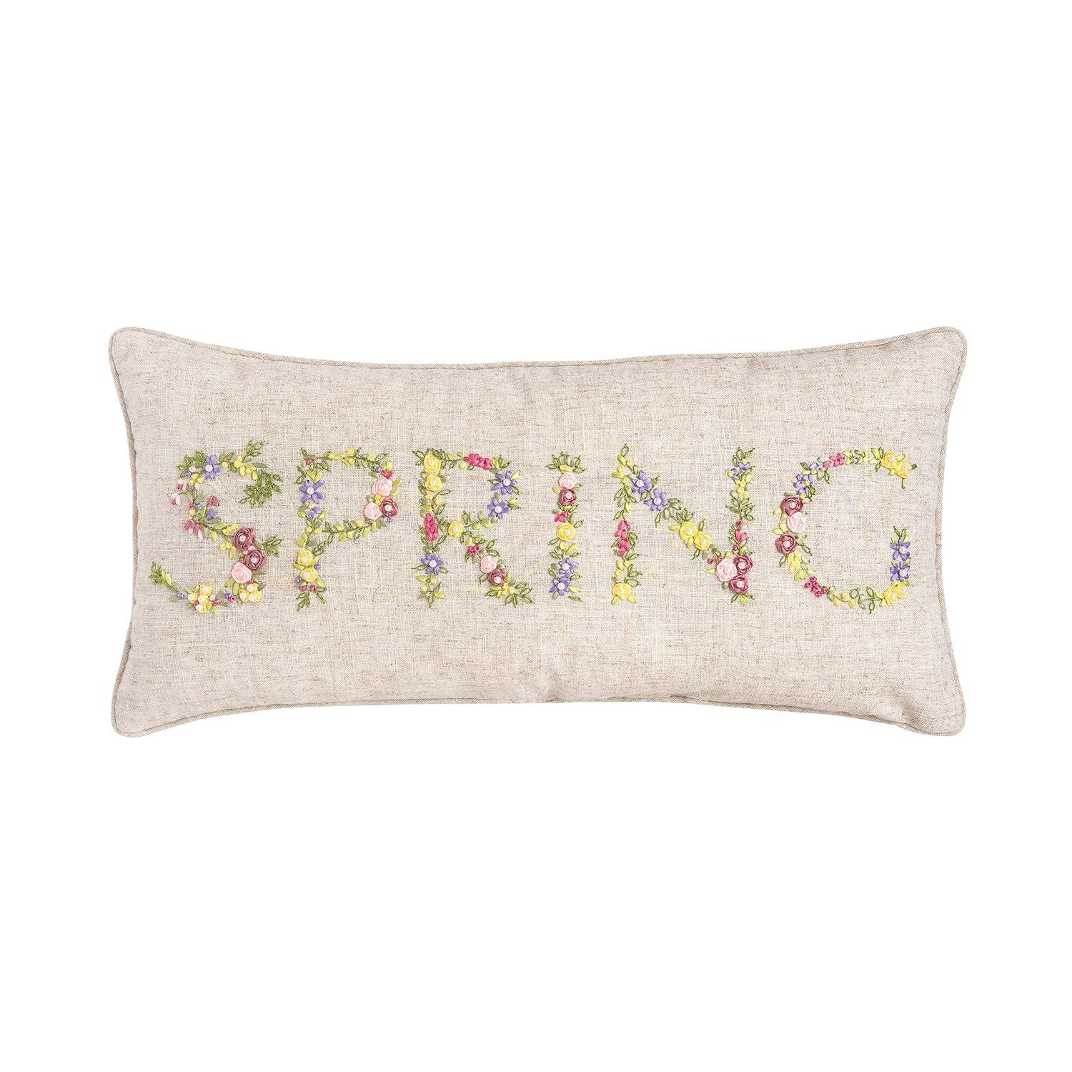 C&F Home Hand Crafted Ribbon Art Pillows Spring Ribbon Art Throw Pillow