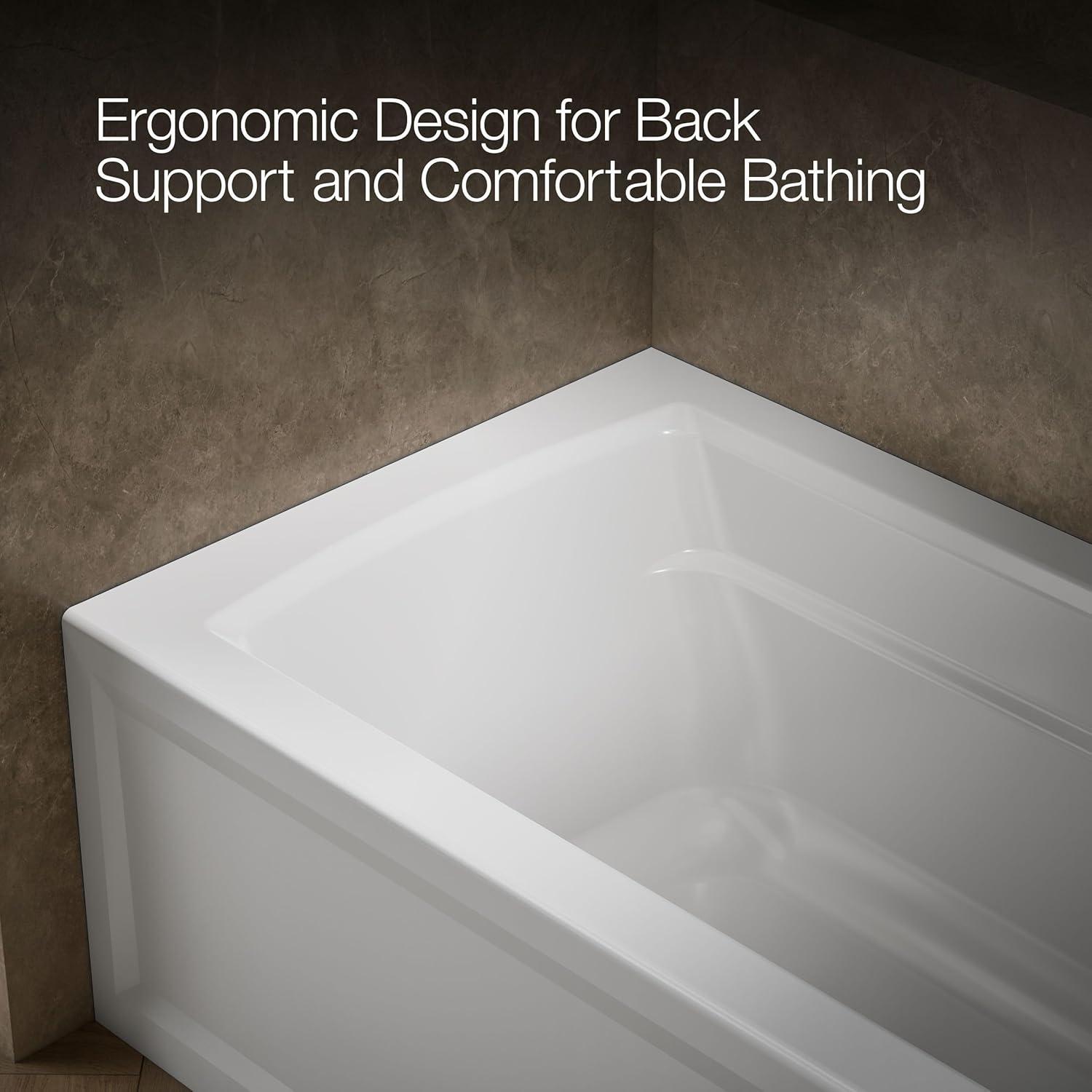 Archer® 60" x 32" Acrylic Alcove Soaking Bathtub with Comfort Depth