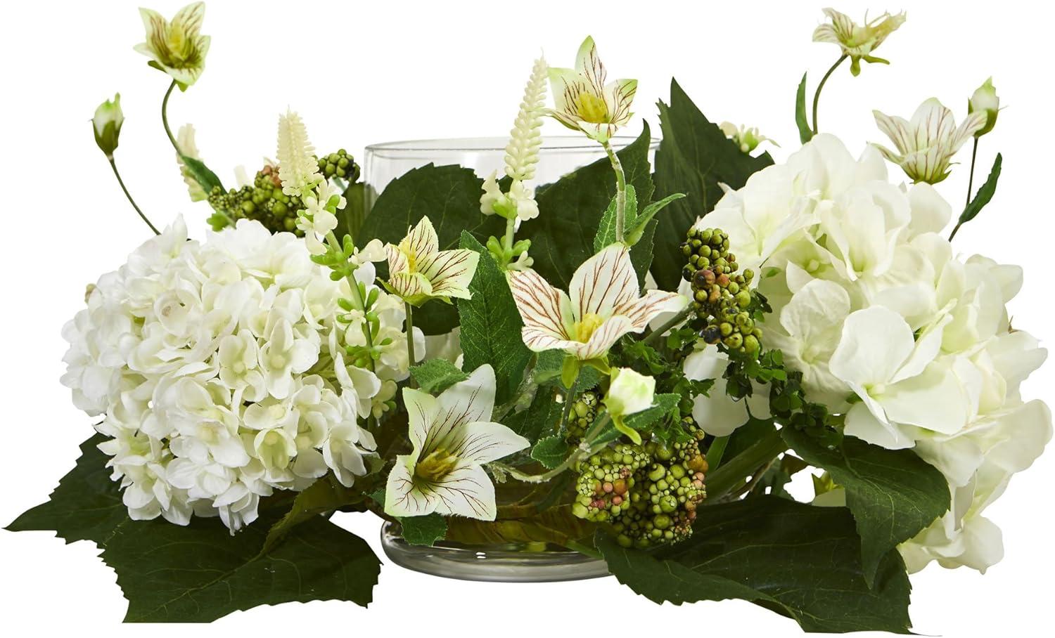 Elegant White Hydrangea Artificial Tabletop Arrangement