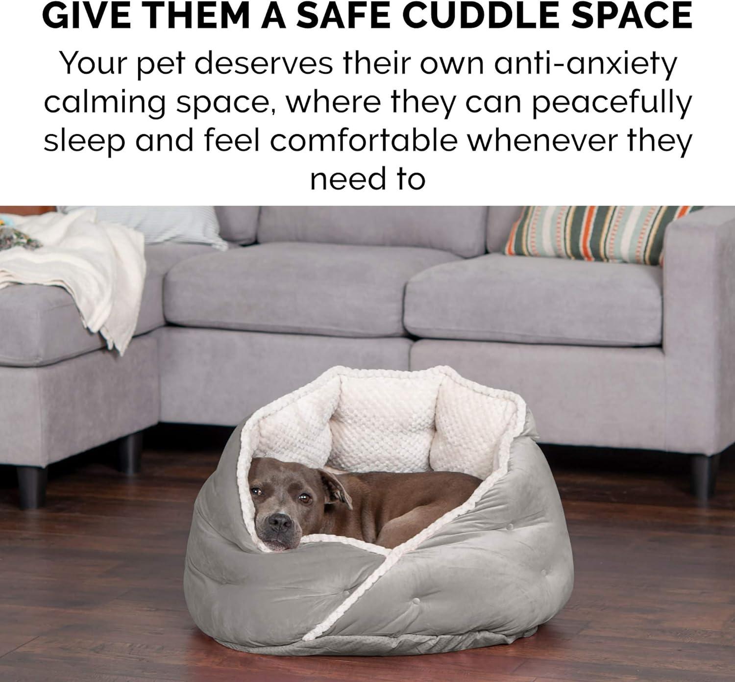 FurHaven Calming Wrap-Around Hug Small Dog and Cat Bed - Medium, Silver Gray