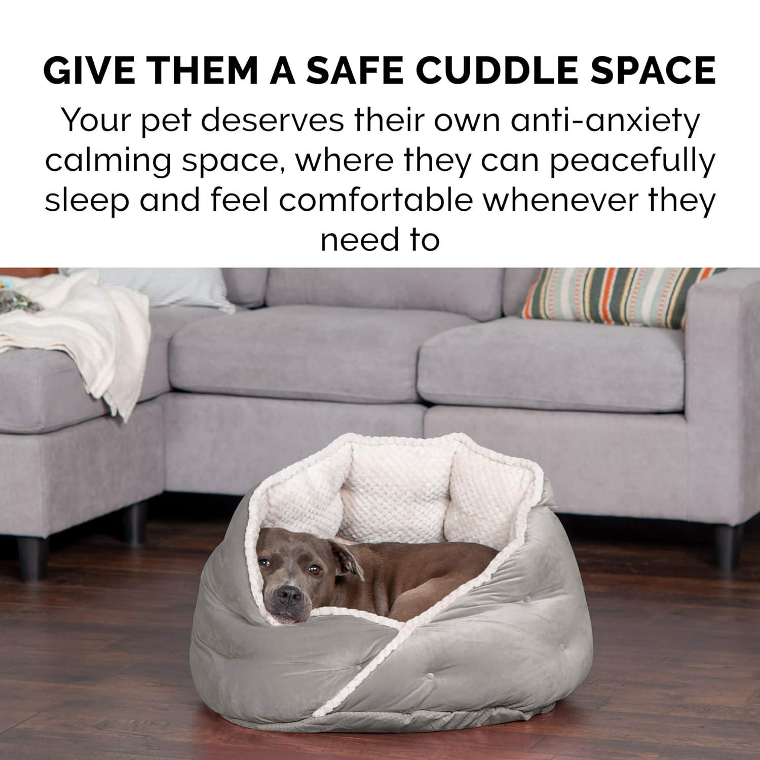 FurHaven Calming Wrap-Around Hug Small Dog and Cat Bed - Medium, Silver Gray