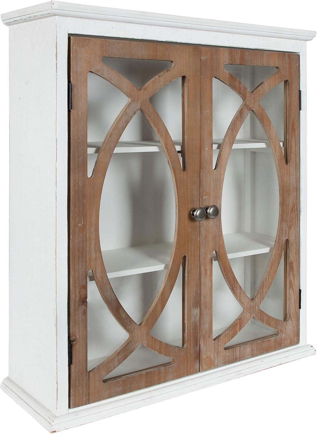 Kate and Laurel Quinlan Rustic Cabinet, 24" x 8" x 28", White and Rustic Wood