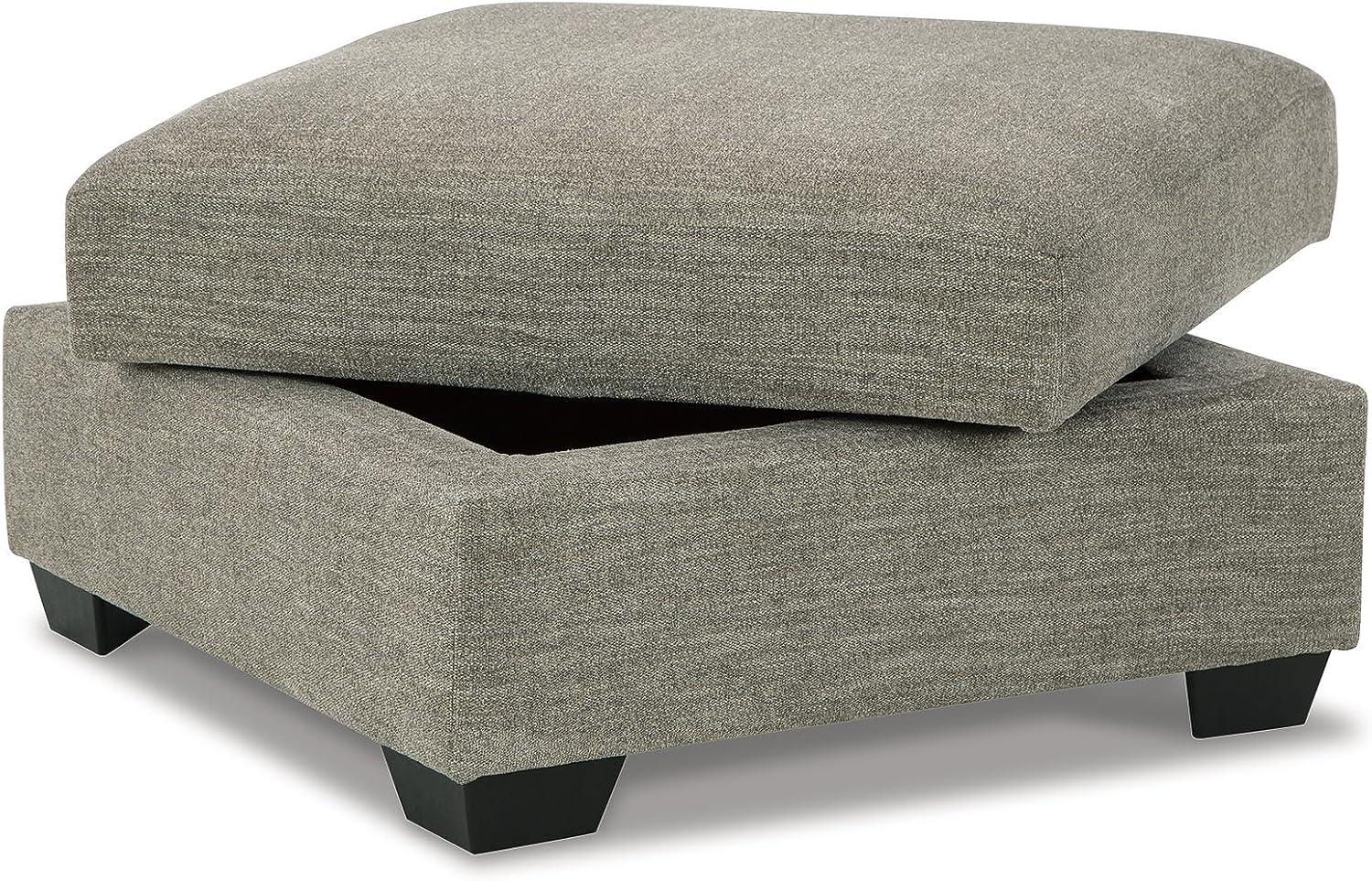 Signature Design by Ashley Creswell Upholstered Ottoman With Storage, Stone Gray