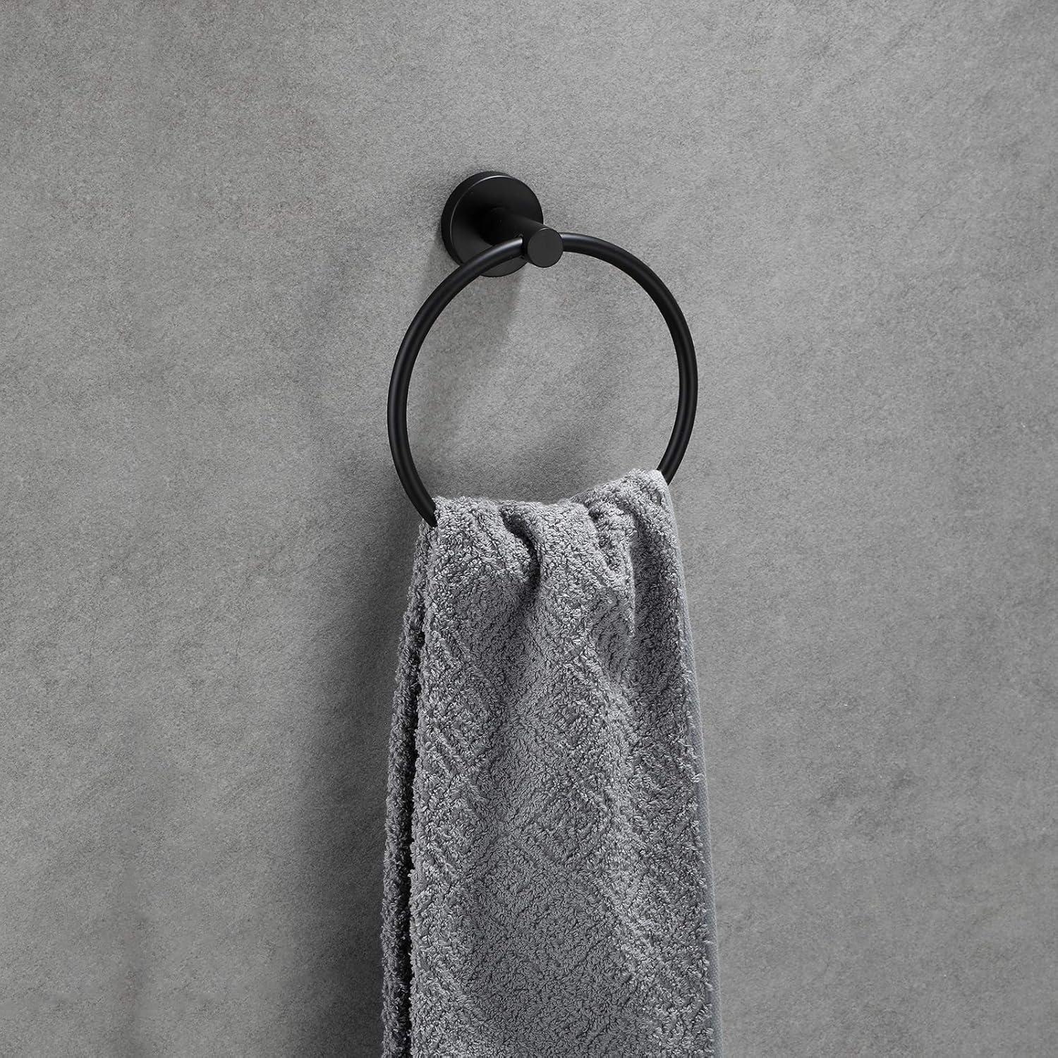 Stainless Steel Towel Ring Set of 2, Rust-Resistant Sus304, Perfect for Bathroom, Kitchen, Living Room, Matte Black Finish