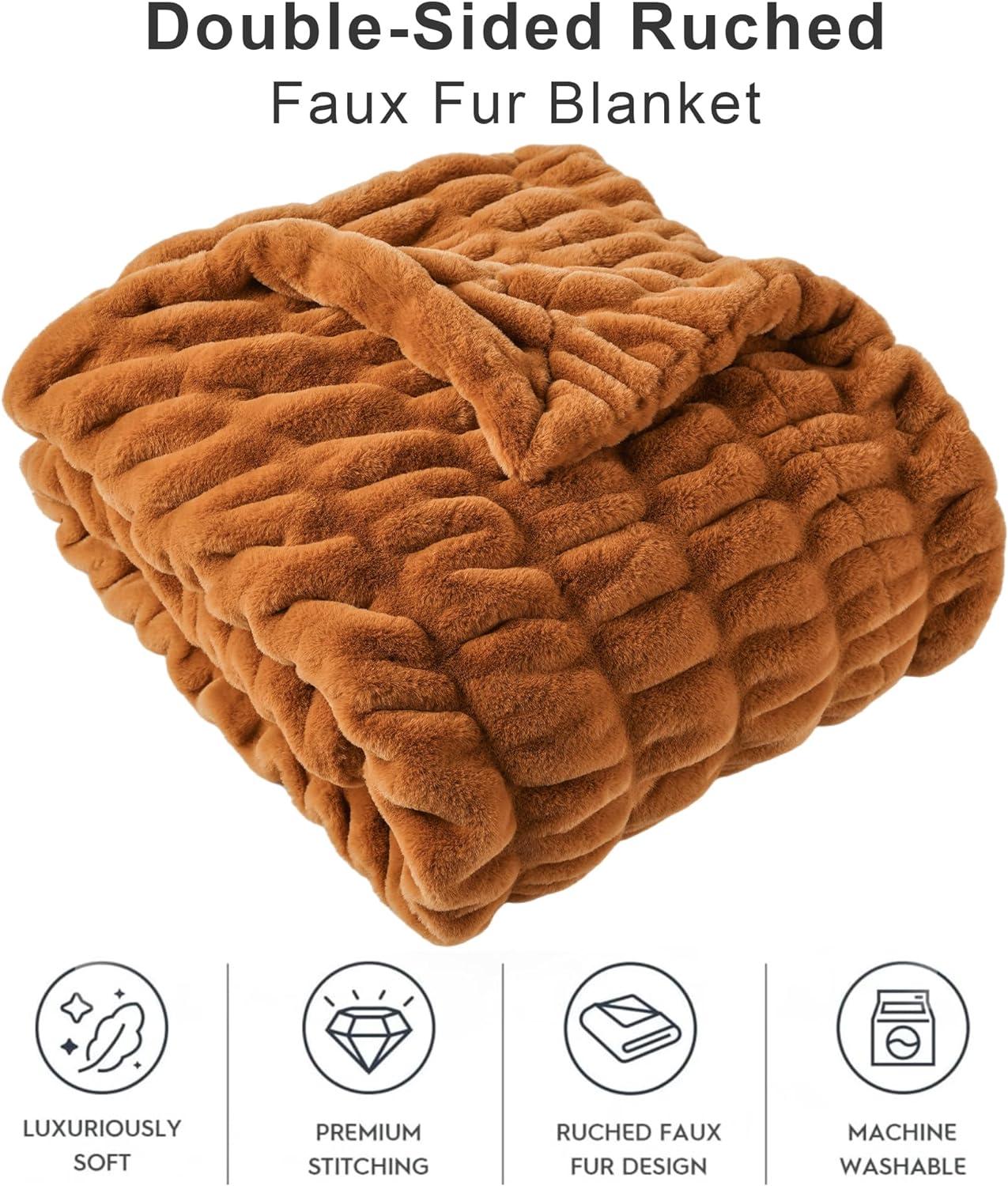 Double Sided Rabbit Fur Throw Blanket