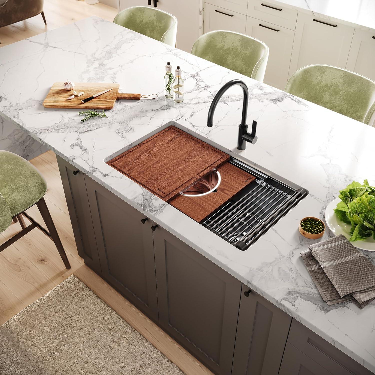 Ruvati Ruvati 20 x 14 inch Semi-Recessed Drop-in Topmount Rectangular Bathroom Sink RVH6222BL