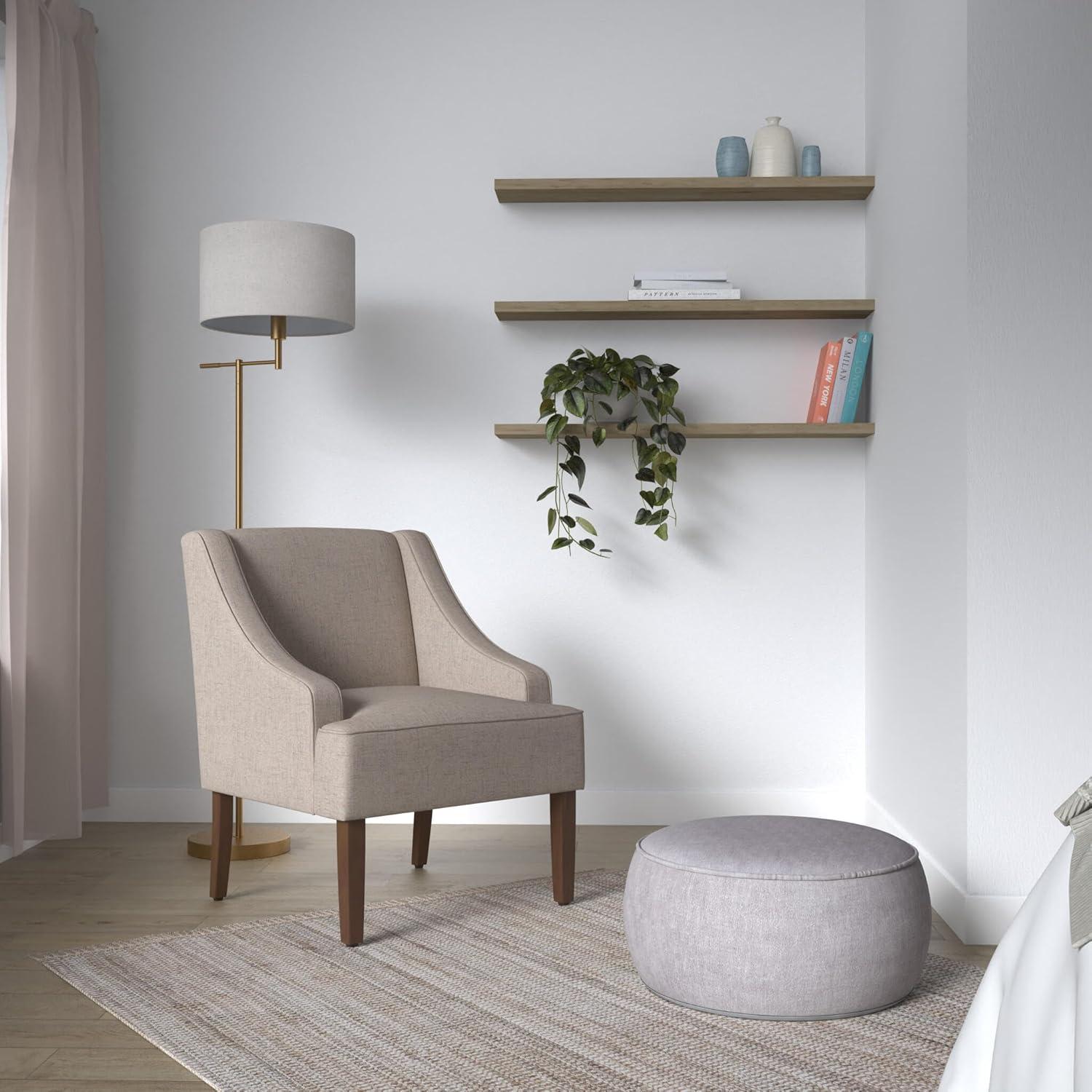 HomePop Classic Swoop Arm Accent Chair Tan: Upholstered Polyester, Foam-Filled, Plywood & Hardwood Frame