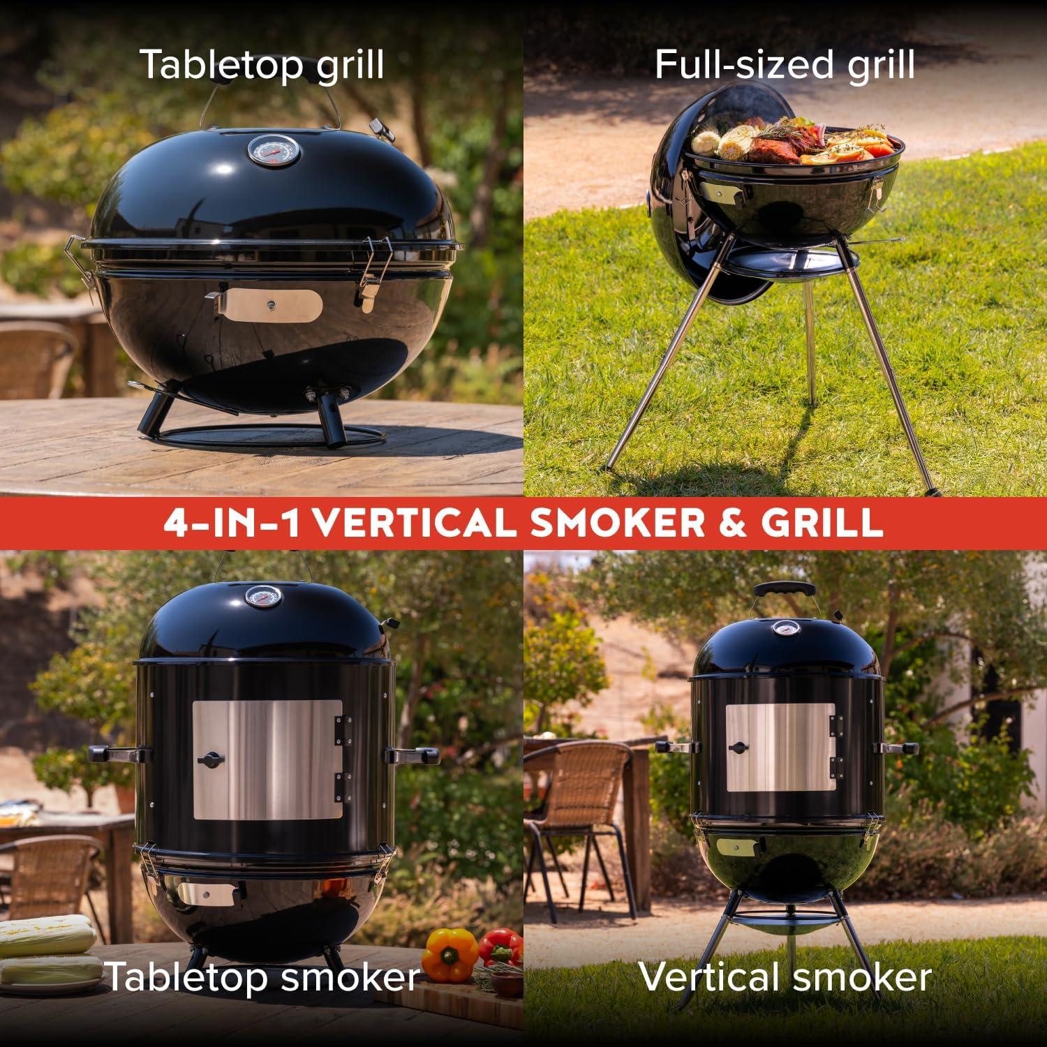 Megamaster Megamaster 4-in-1 Vertical Smoker and Charcoal Kettle Grill