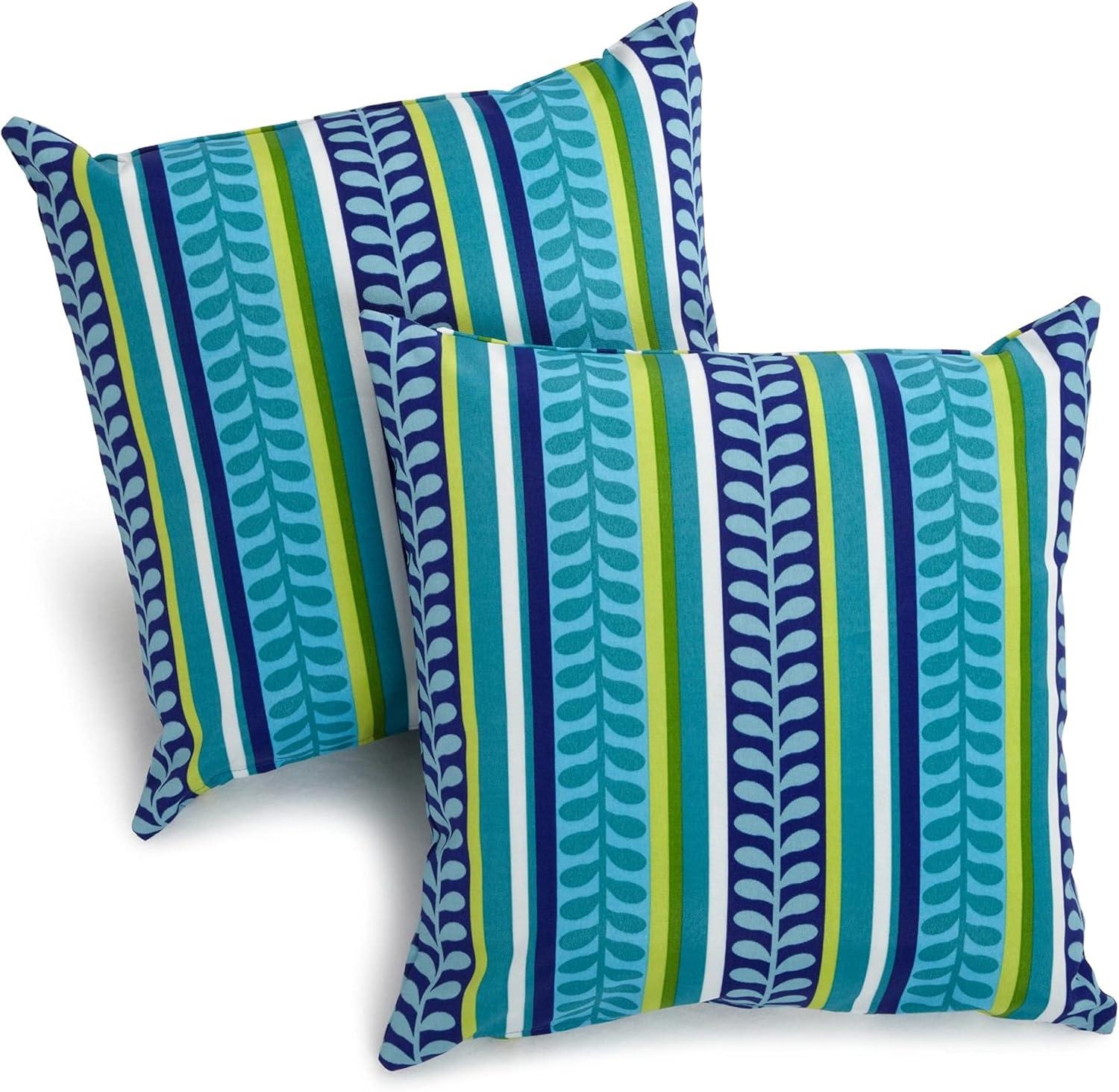 Blazing Needles Striped Indoor/Outdoor Throw Pillow (Set of 2)