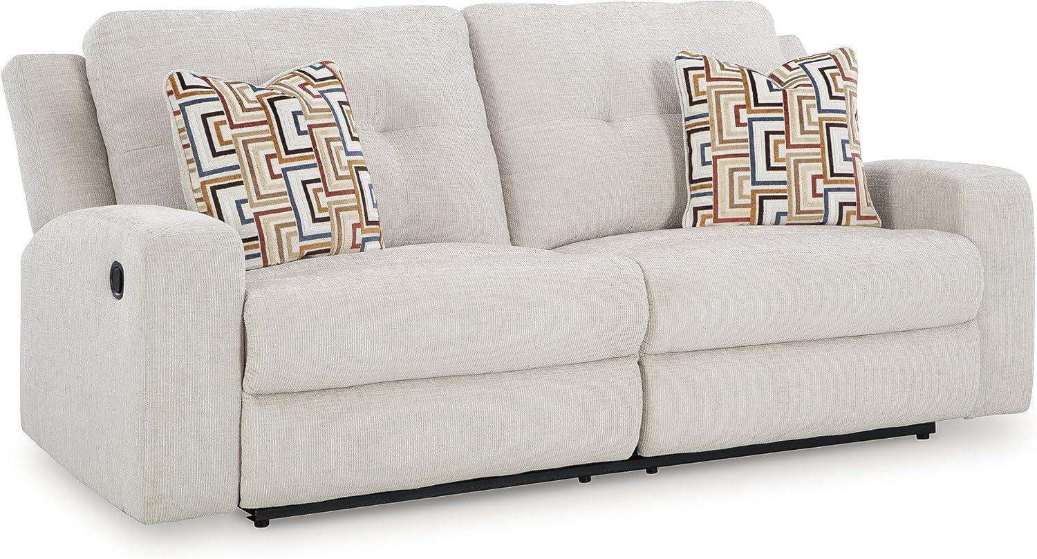 Stone Gray Tufted Fabric Manual Reclining Sofa with Track Arms