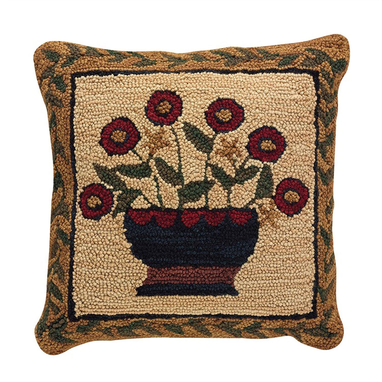 Park Designs Flower Basket Hand Hooked Pillow Cover