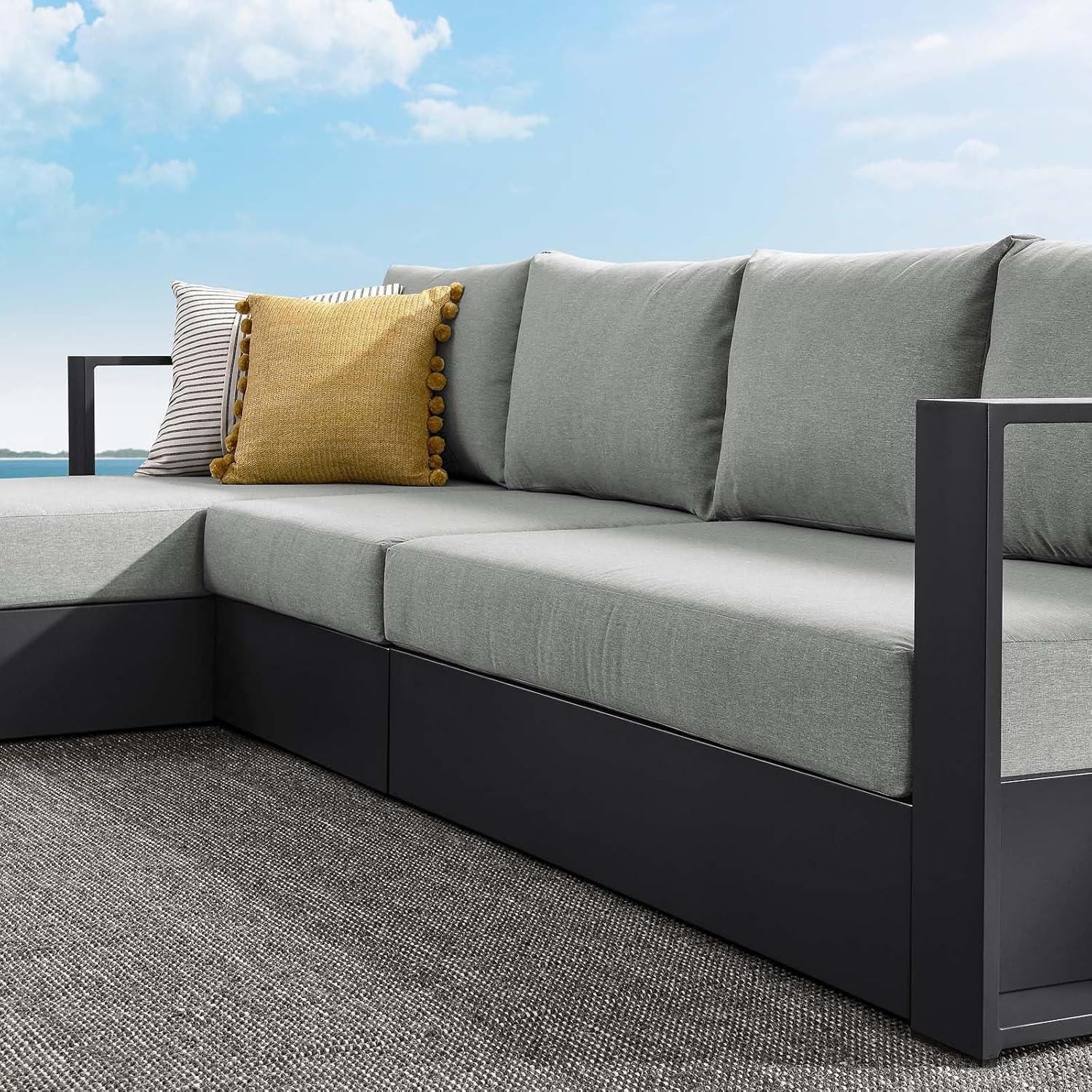 Tahoe Gray Aluminum Outdoor Sectional Sofa with Cushions