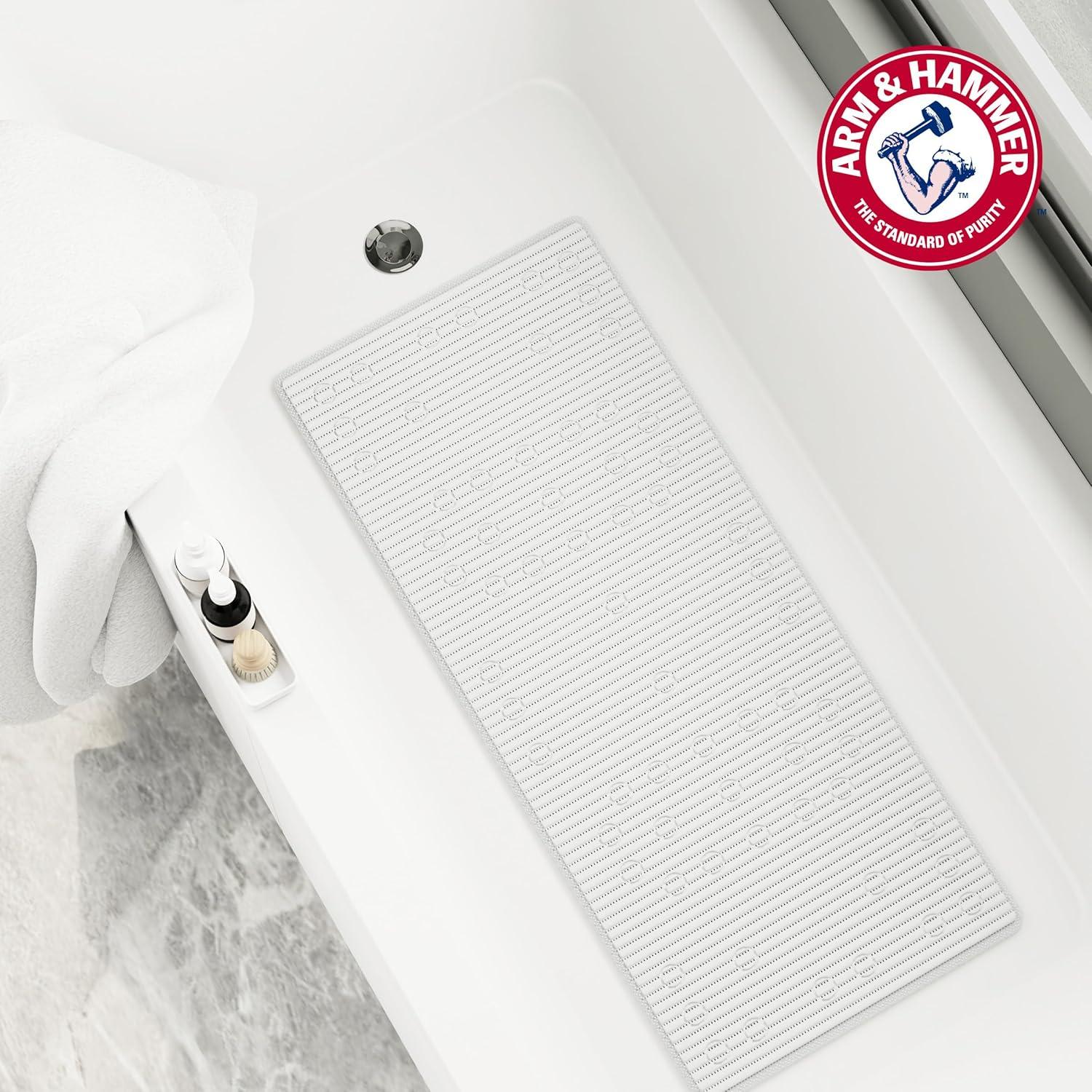 Arm & Hammer Comfort Touch Performance Foam Non-Slip Bath Mat for Showers and Tubs, 17 x 40, White