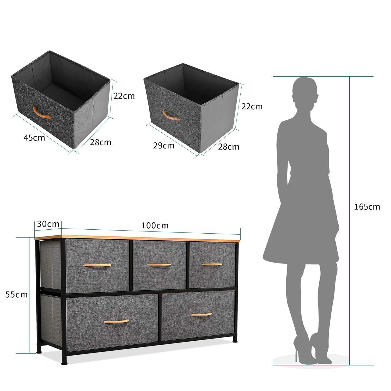 Cool Gray Fabric and Metal Nursery Dresser with Wooden Top