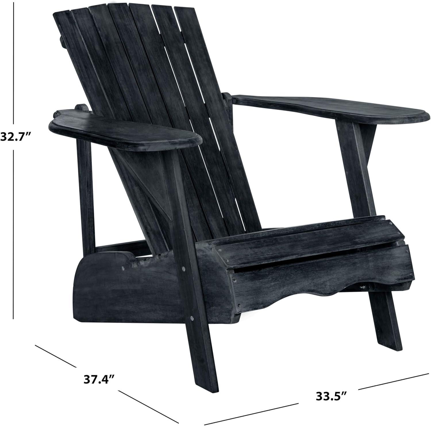 Transitional Black Acacia Wood Arm Chair with Wide Armrests