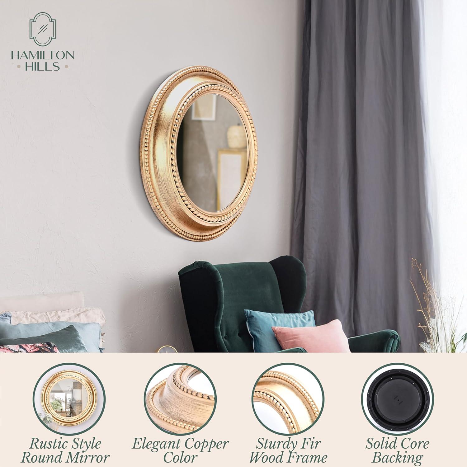 Hamilton Hills 24" Bronze Circle Deep Set Metal Round Frame Mirror Contemporary