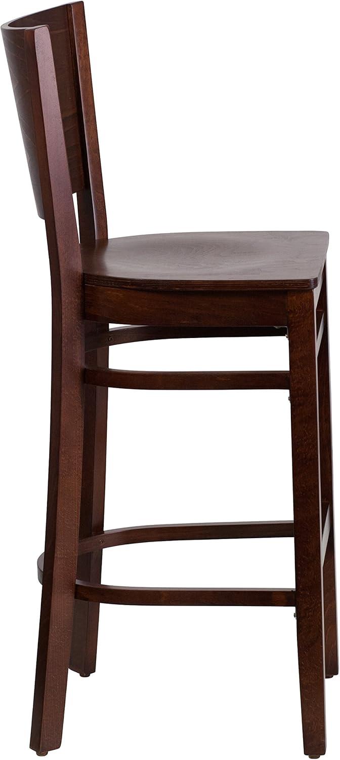 Flash Furniture Lacey Series Solid Back Walnut Wood Restaurant Barstool