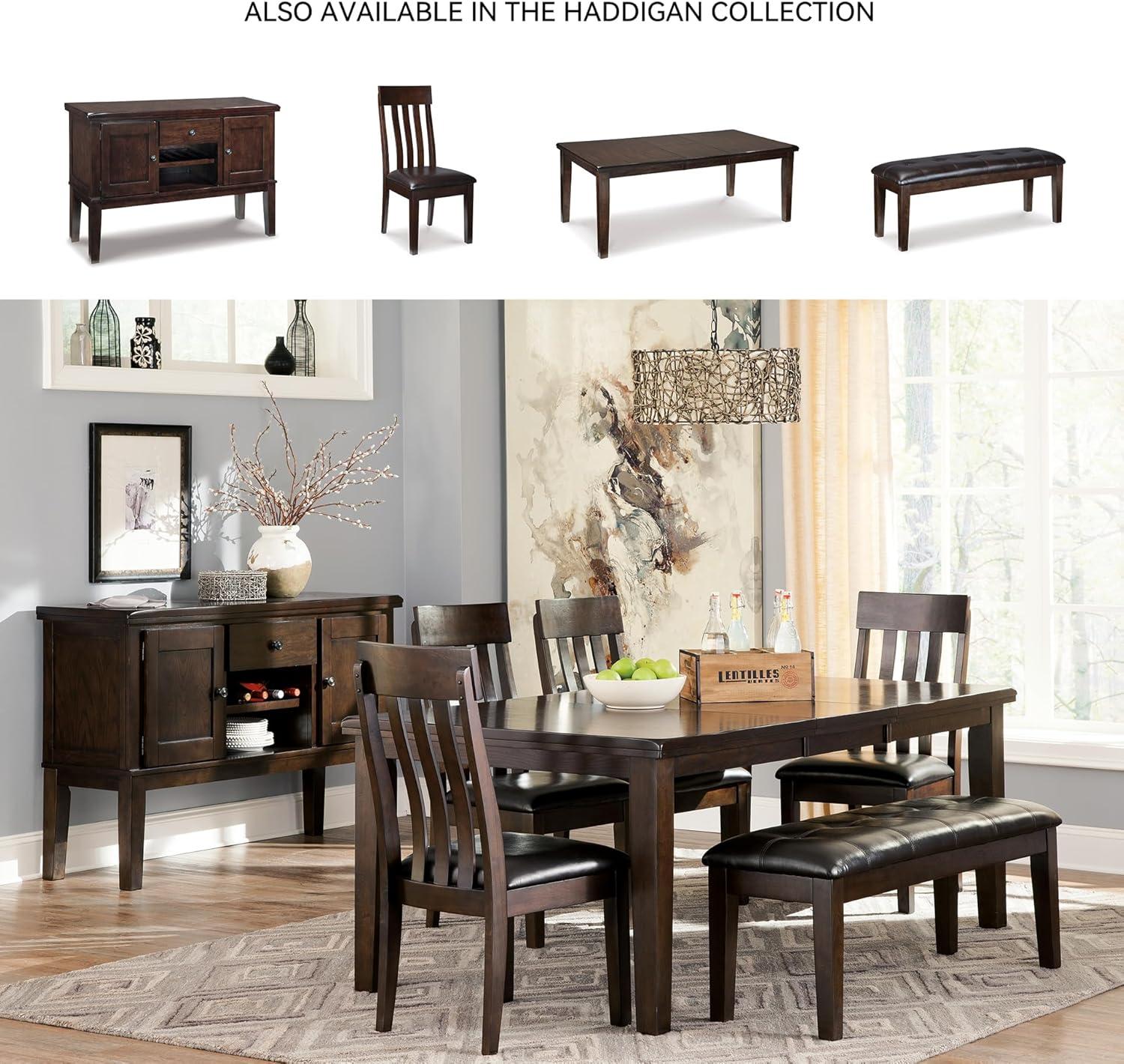 Signature Design by Ashley Haddigan Rectangular Extendable Dining Table Dark Brown: Seats 8, Wood Veneer, Butterfly Leaf