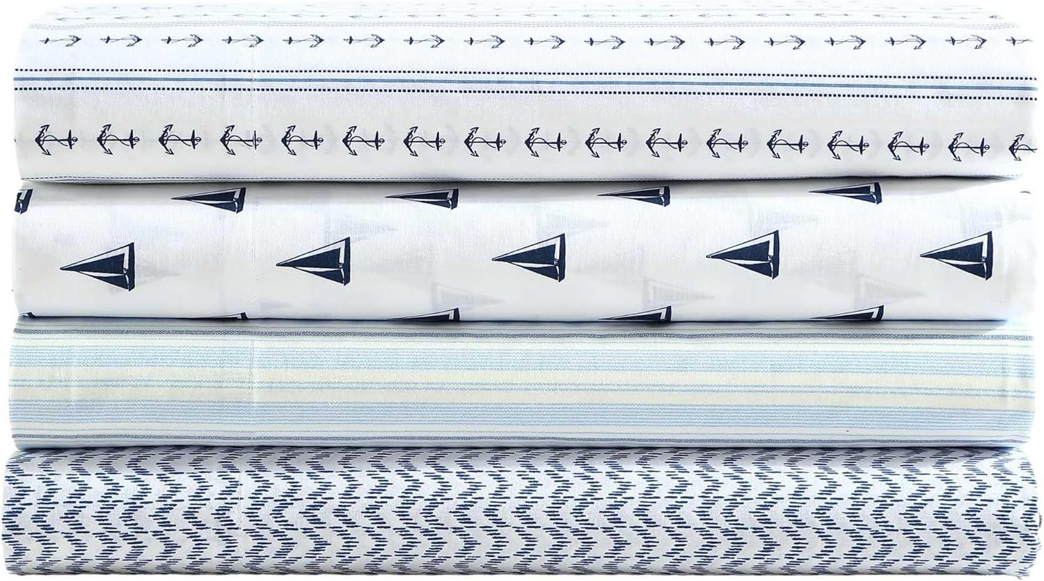 King Blue Cotton Percale Deep Pocket Sheet Set