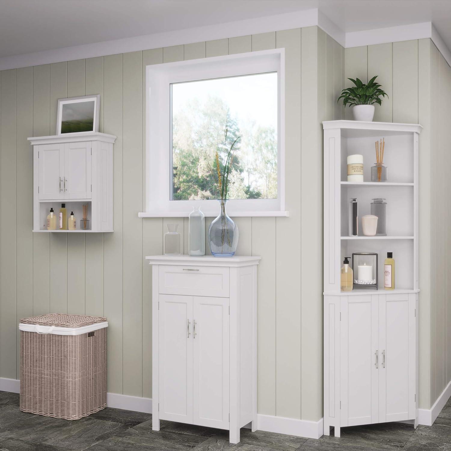 RiverRidge Somerset Two-Door Bathroom and Laundry Storage Cabinet with Drawer and Adjustable Shelf