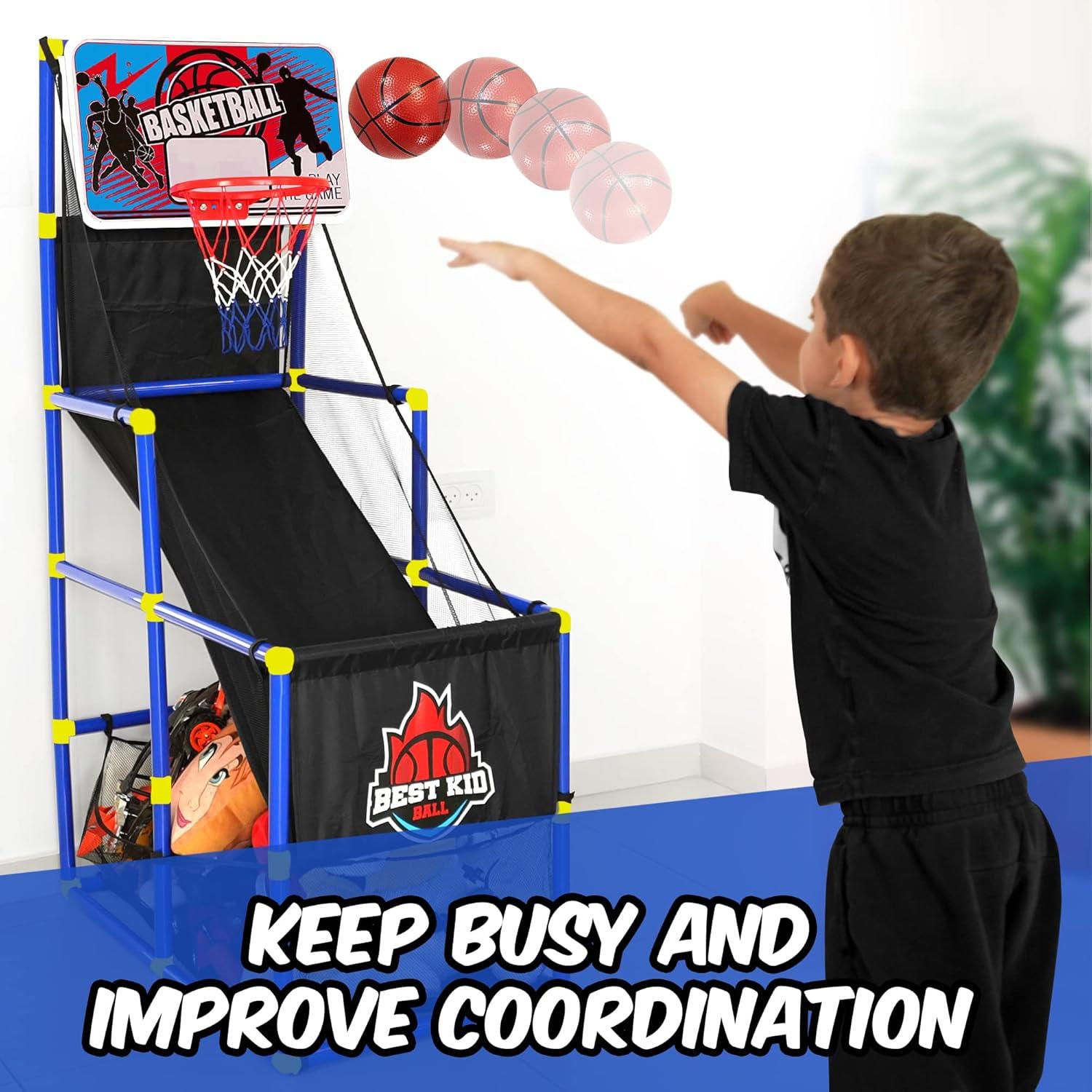 Blue Plastic Indoor/Outdoor Arcade Basketball Hoop Game Set