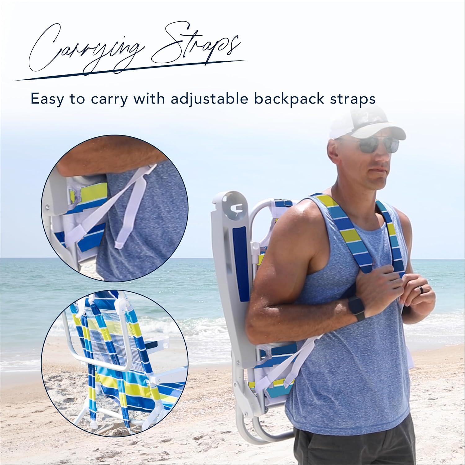 Caribbean Joe Oversized Deluxe Backpack Outdoor Portable Beach Chair - Bold Stripe