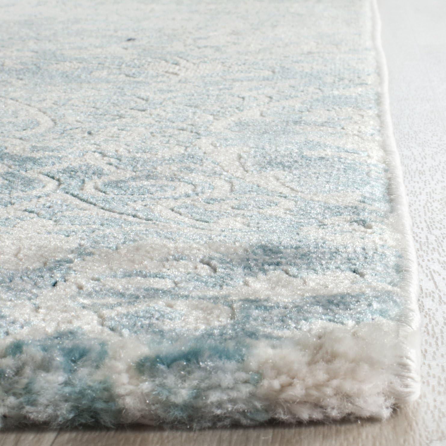 SAFAVIEH Passion Madrid Faded Damask Area Rug, Turquoise/Ivory, 8' x 11'