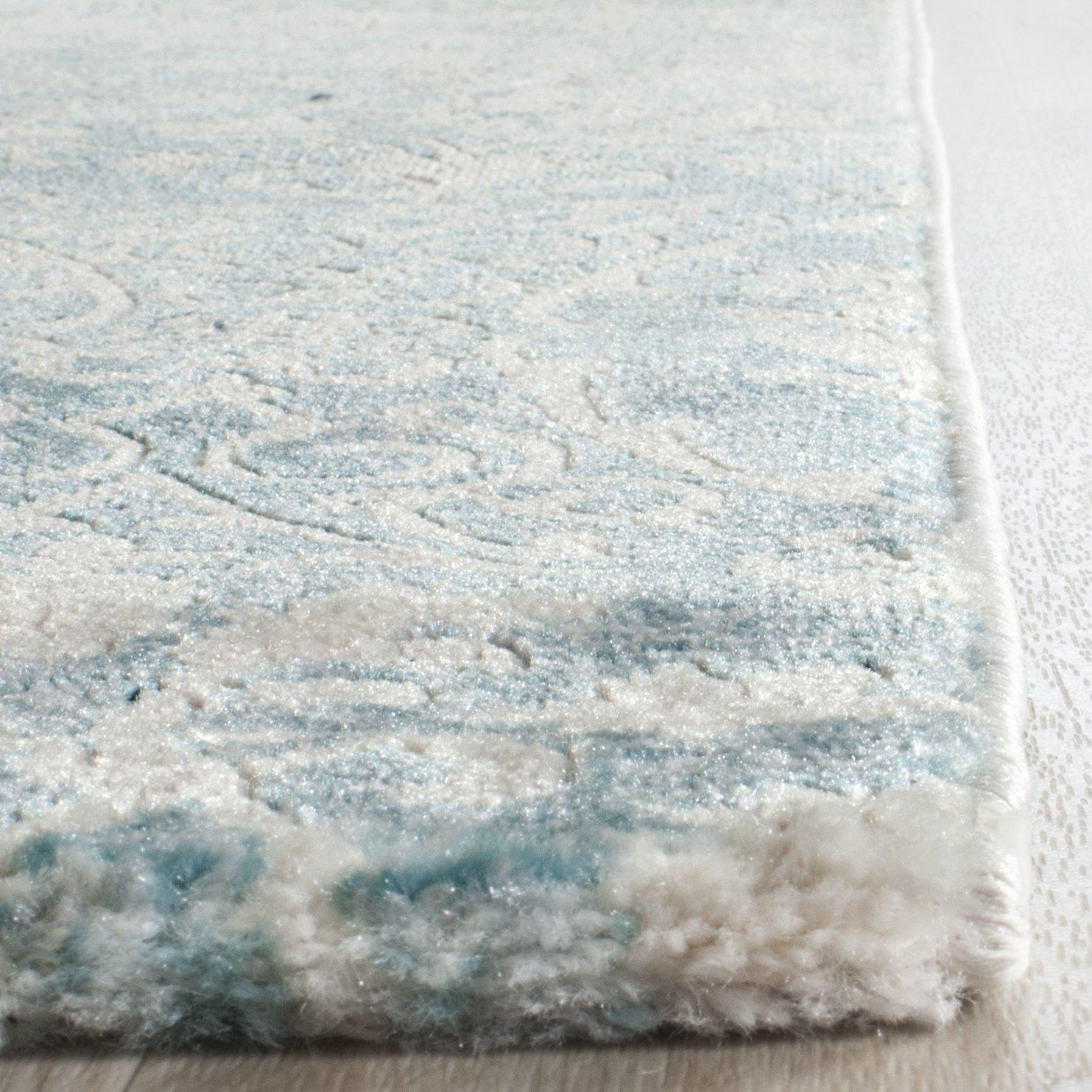 SAFAVIEH Passion Madrid Faded Damask Area Rug, Turquoise/Ivory, 8' x 11'