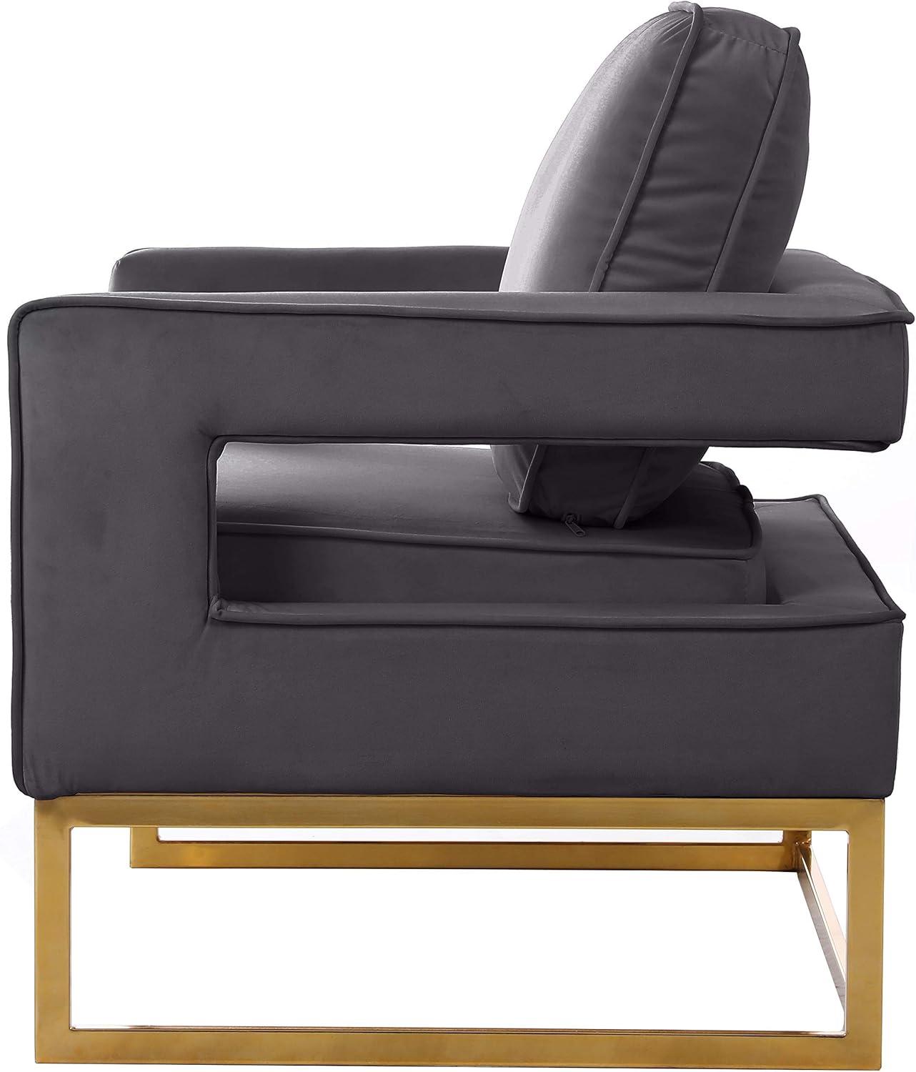 Meridian Furniture Noah Gray Velvet Accent Chair with Gold Iron Base
