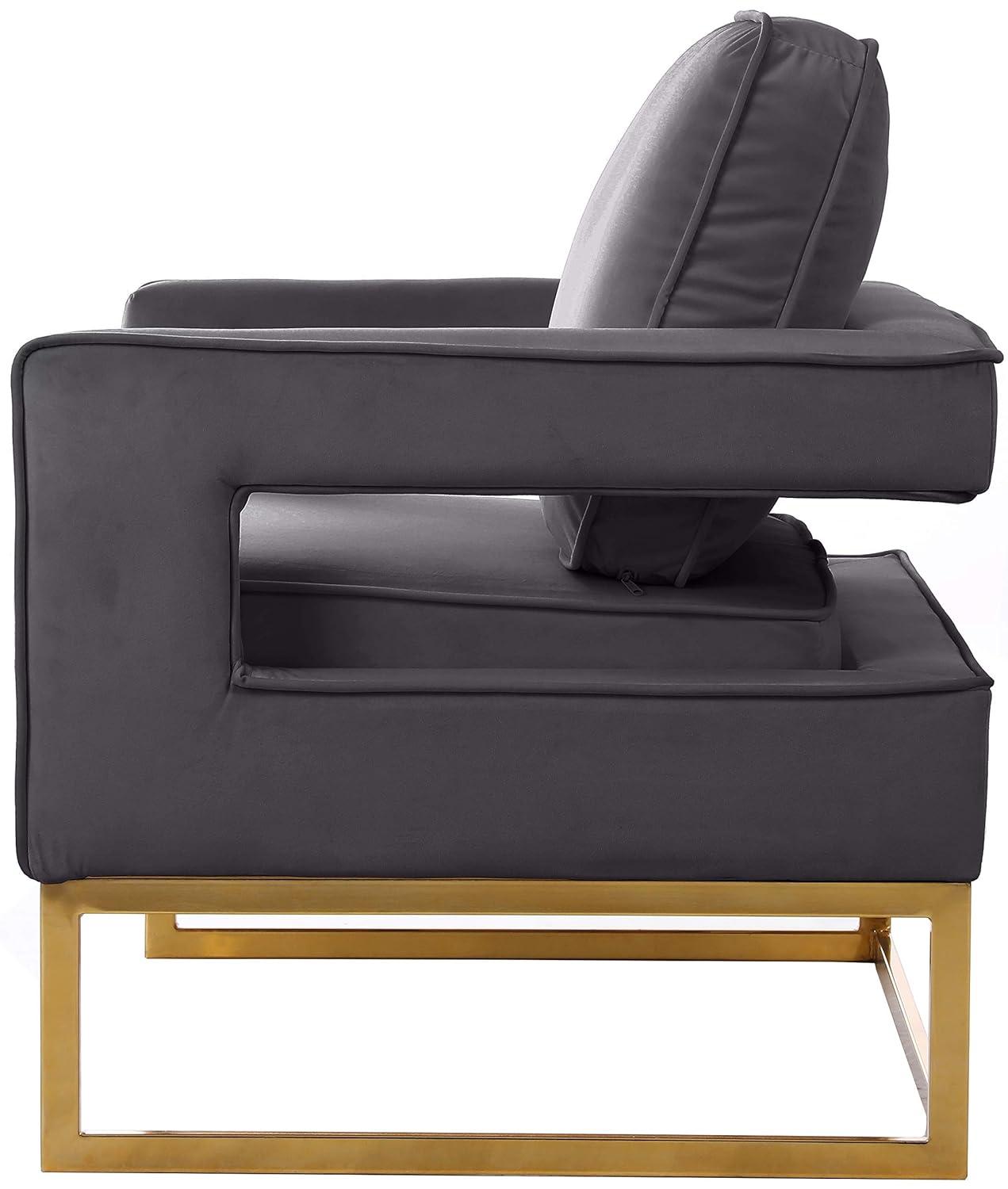Meridian Furniture Noah Gray Velvet Accent Chair with Gold Iron Base