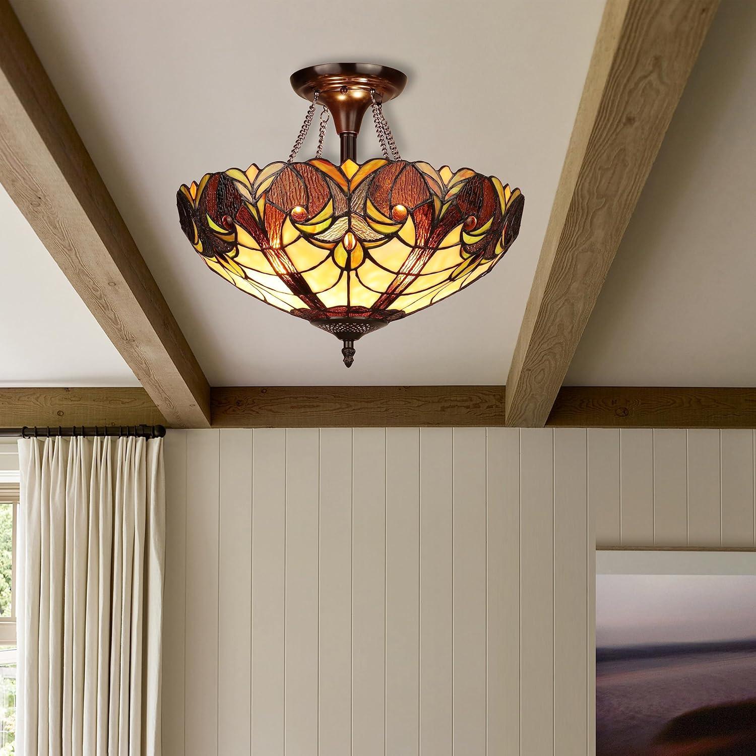 Chloe Lighting Liason Victorian-Style 2-Light Ceiling Semi-Flush Mount 16" Wide