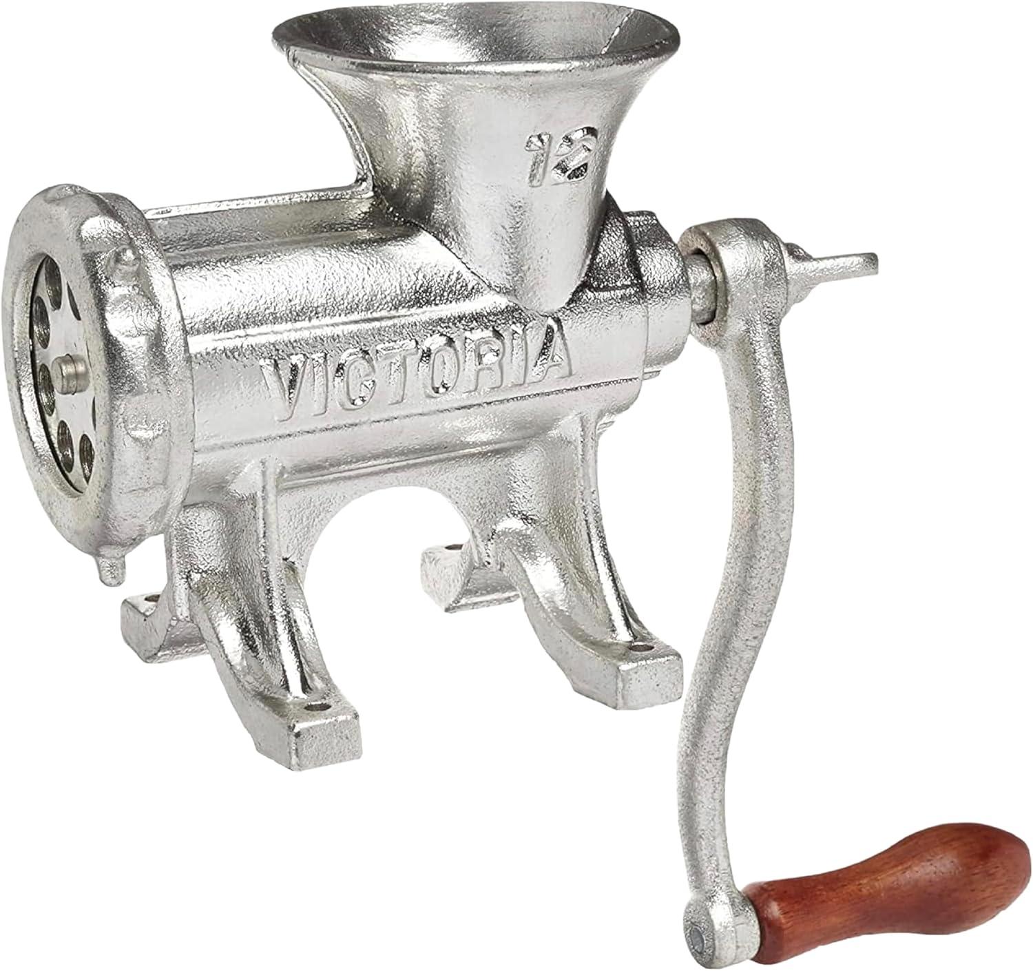 Victoria Cast Iron Meat Grinder with a Table Fixed Mount, Manual Sausage Grinder and Meat Mincer, Number 12, Made in Colombia