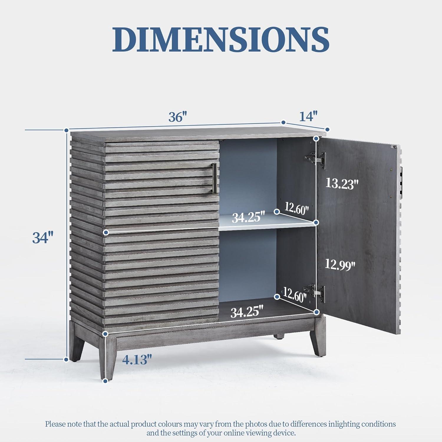 Morden Fort Wood Buffet Cabinet with Storage, 36" Sideboard Cabinet with Solid Wood Legs, Mid Century Modern Credenza with Adjustable Shelves for Dining Room, Living Room and Entryway