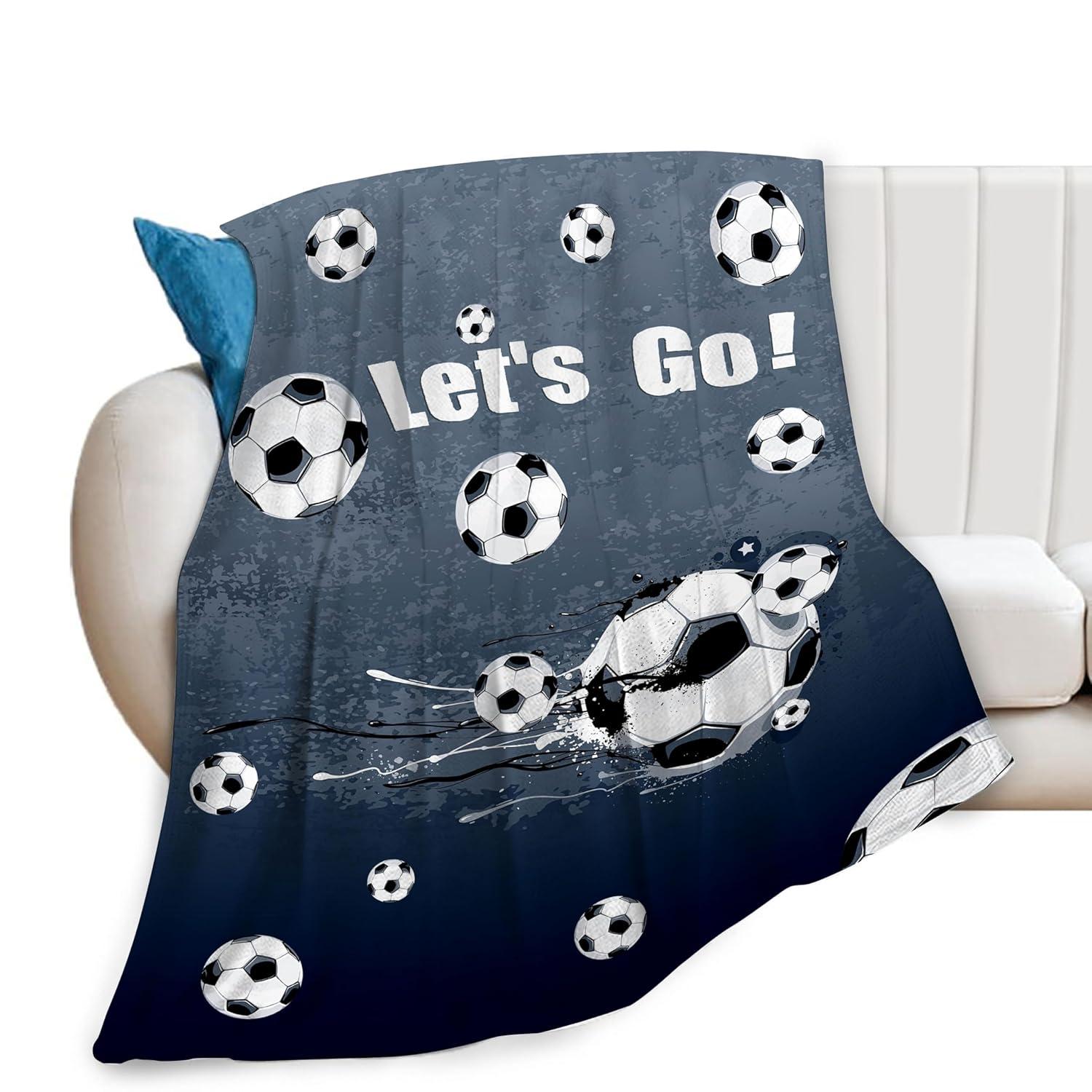 Soccer Blanket Soccer Ball Decor Throw Blanket Football Blanket Gifts for Girls Boys Soccer Lover Winter Bedding Super Warm Soft Plush Lightweight Fleece Flannel Blanket for Kids Men Women 50"X40"