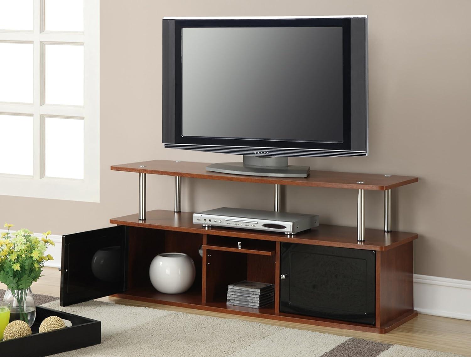 Convenience Concepts Designs2Go TV Stand with 3 Storage Cabinets and Shelf, Cherry