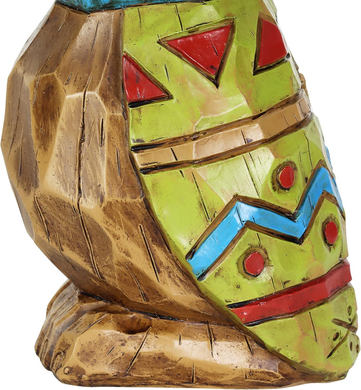 Solar Tiki Parrot Garden Statue with LED Eyes, 10 Inches