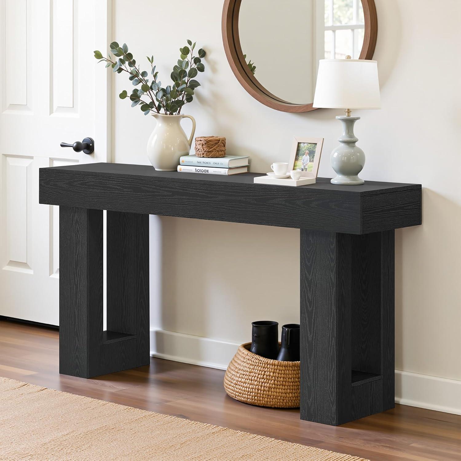 GIODIR 63 Inch Long Console Table, Rustic Wooden Sofa Table Behind Couch, Farmhouse Entryway Table, Industrial Accent Furniture For Entrance, Foyer, Hallway, Living Room