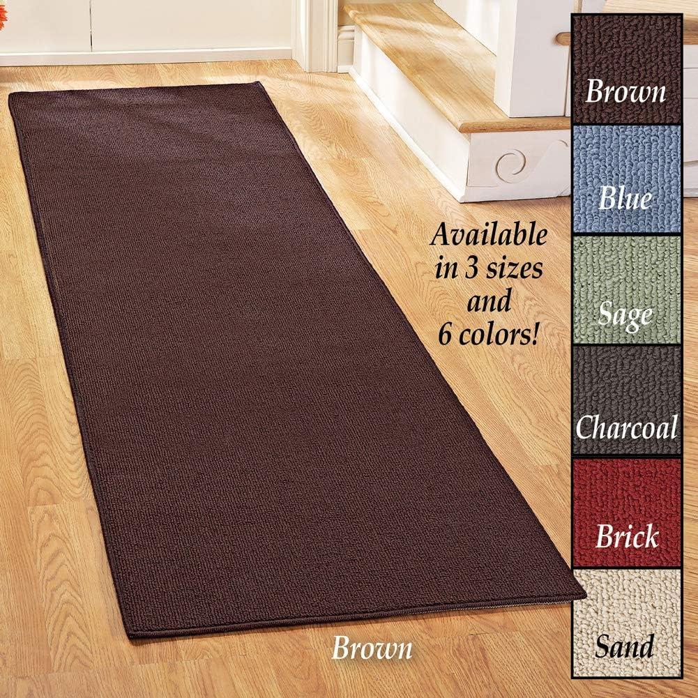 Collections Etc Extra-Wide and Extra-Long Skid-Resistant Floor Runner Rug for High-Traffic Flooring Areas, Including Entryways, Hallways, Foyers and Kitchens, Brown, 28" X 60"