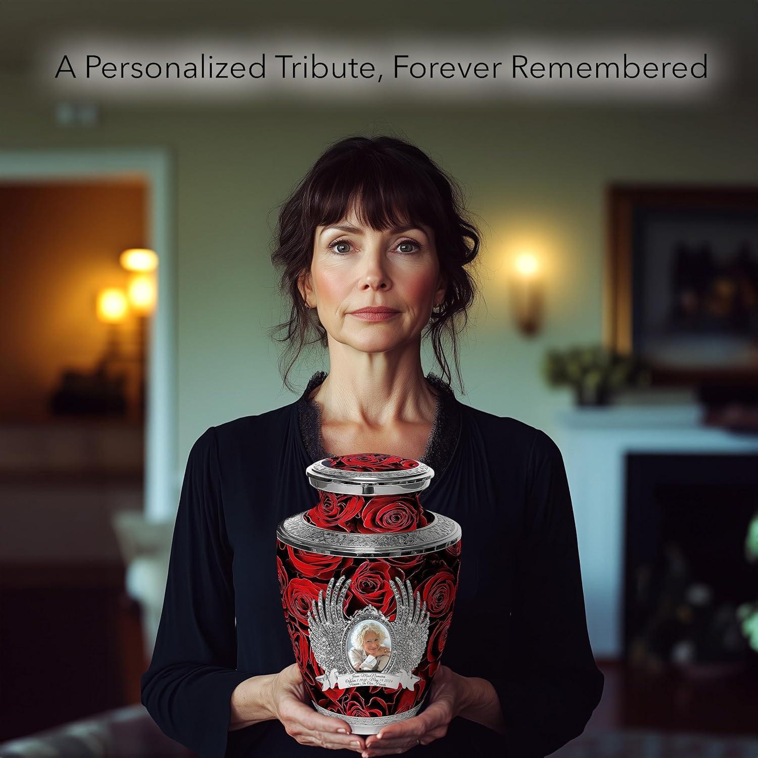 Crimson Rose Urns for Cremation Ashes Large Urn XL or Small Keepsake Urns for Adult Cremation Ashes & Urns for Human Ashes for Home or Burial Cremation Urns Extra Large