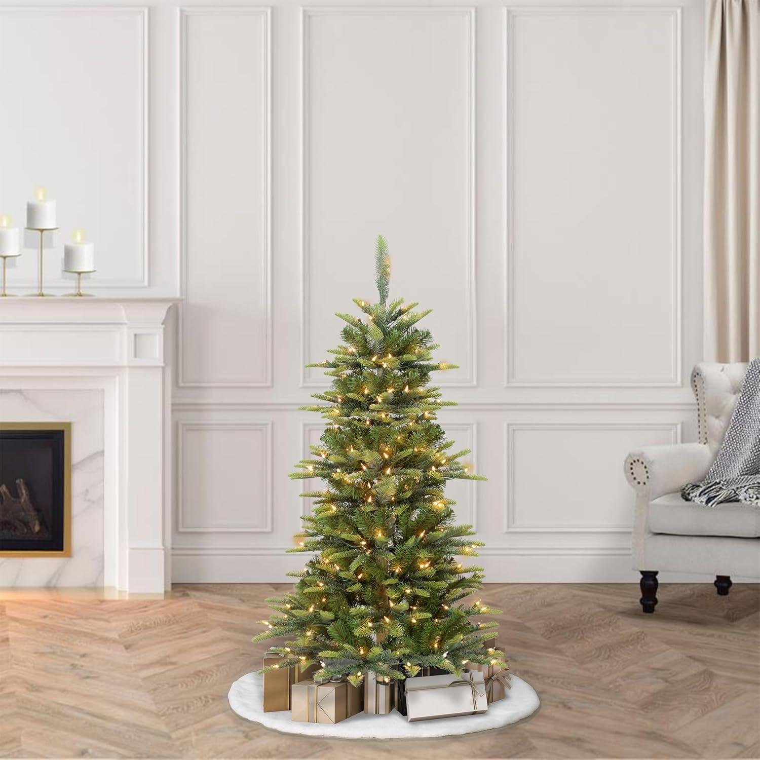 CC Christmas Decor Pre-lit Slim Aspen Fir Artificial Christmas Tree - 4.5’ - Clear Lights