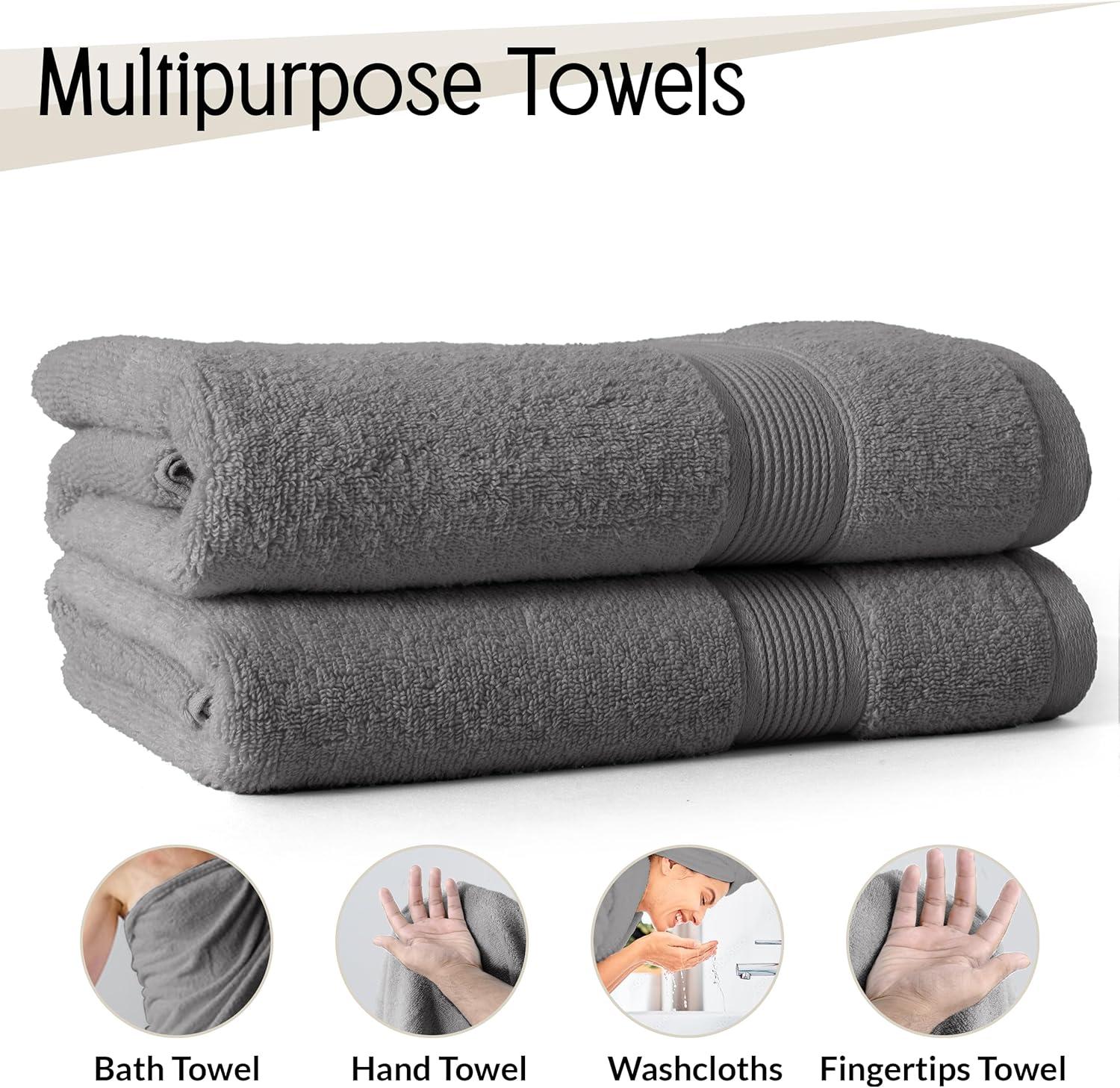 100% Cotton Quick-Dry Everday Towel Set - Great Bay Home (6 Pack Hand Towels, Dark Grey)
