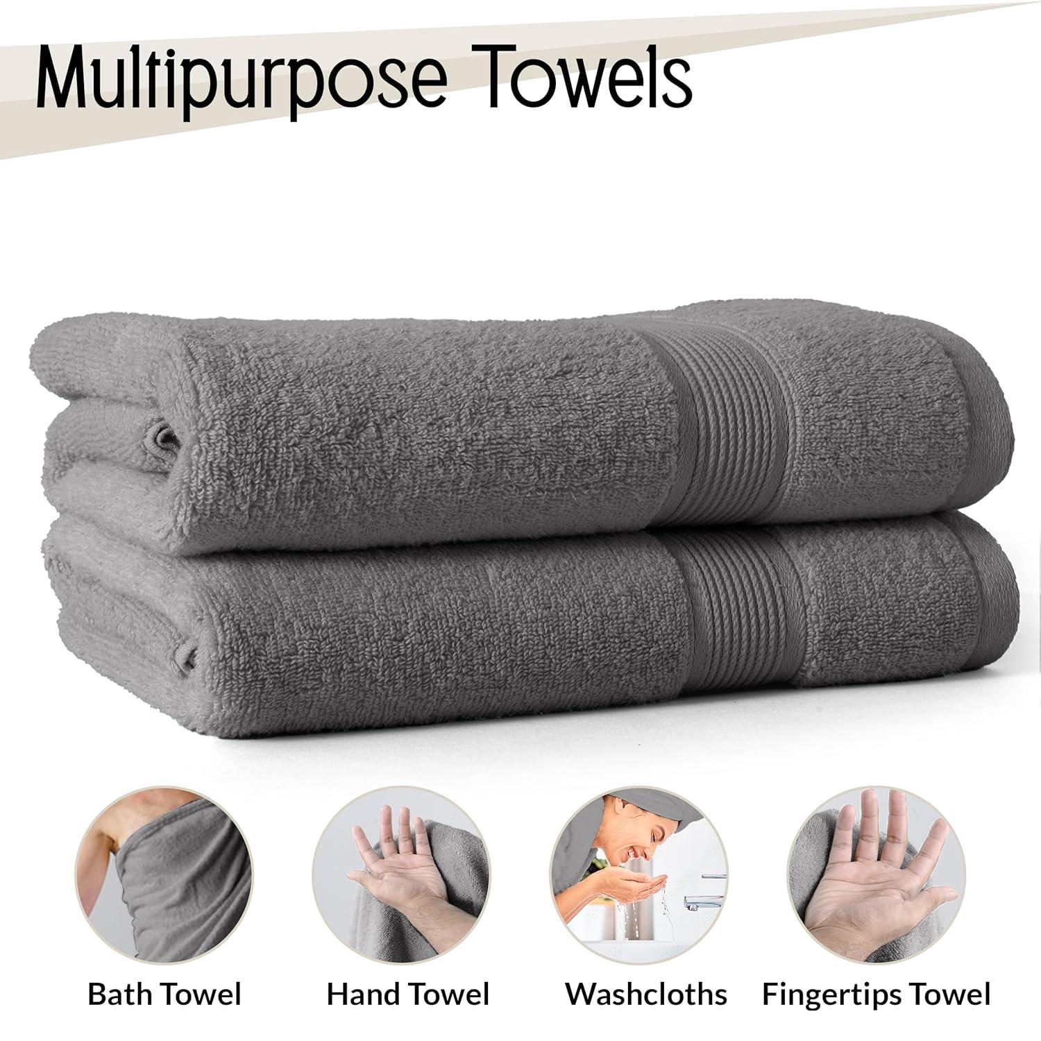100% Cotton Quick-Dry Everday Towel Set - Great Bay Home (6 Pack Hand Towels, Dark Grey)