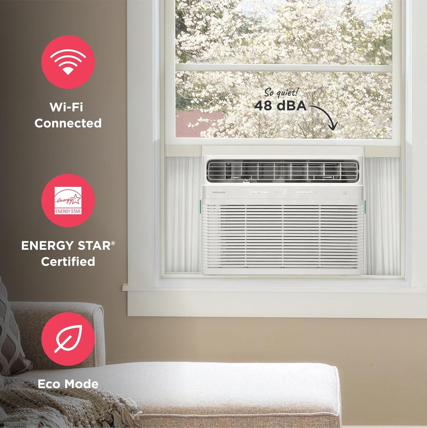 Frigidaire 24,000 BTU Smart Inverter Window Air Conditioner with Wi-Fi and Energy Star Certification, Cools Up to 1,020 Sq. Ft., Ultra Quiet Operation, White